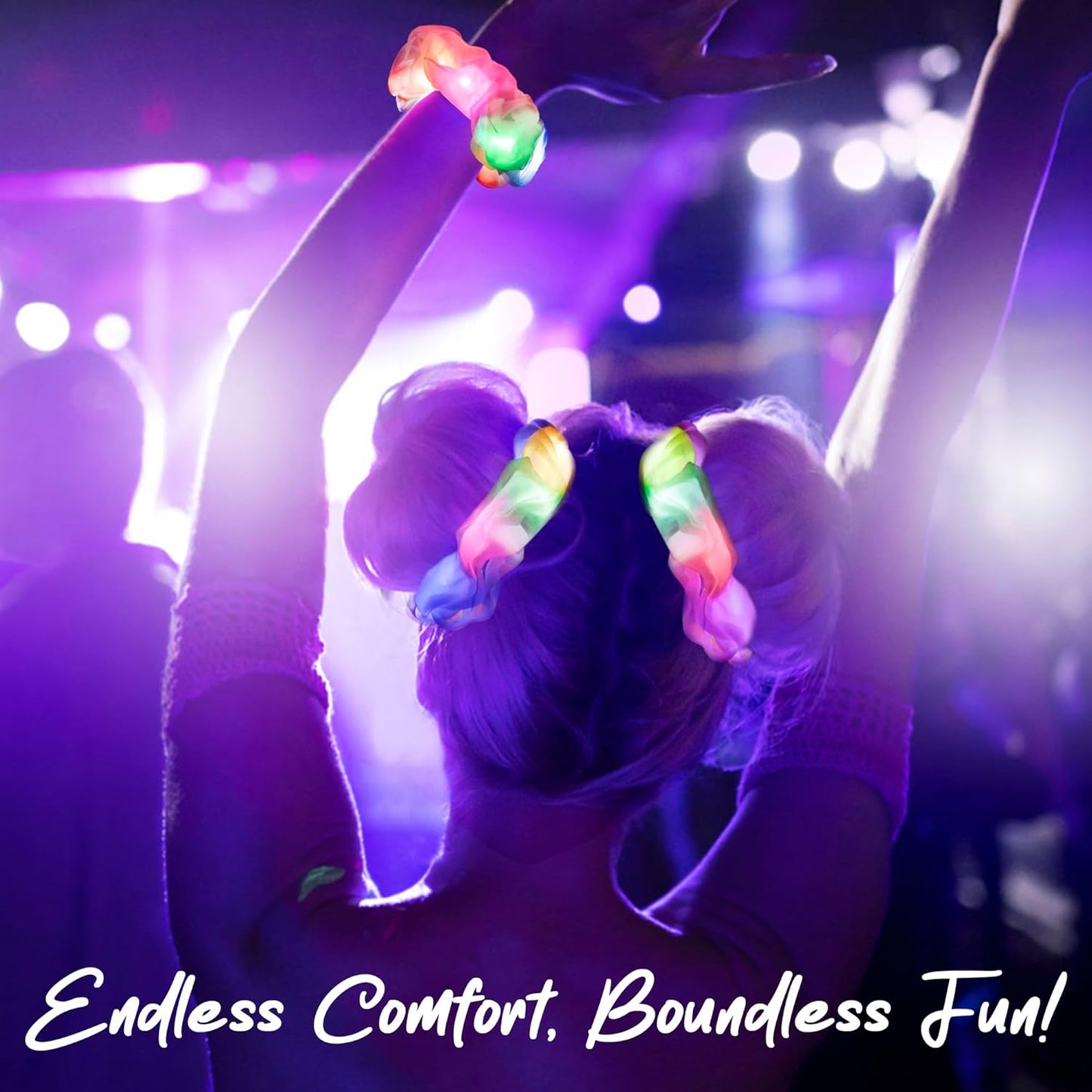 12 Pcs Light Up Scrunchies - Double-Layer Colorful Hair Ties, LED Rave Accessories for Girls & Women, Glow Neon Party/Festival/Birthday Hairstyles