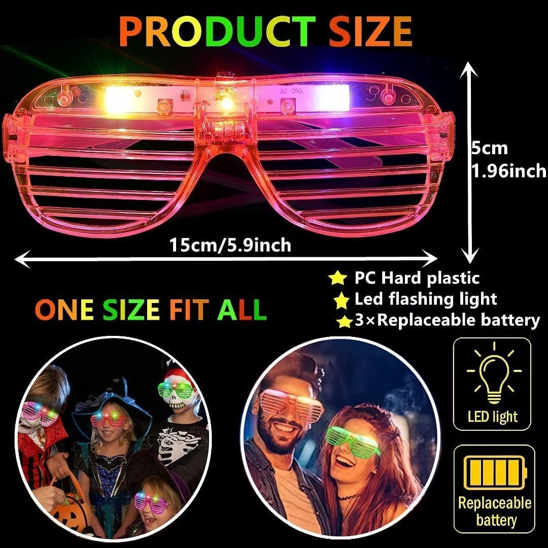 Fsmiling 24 Pack Light Up Glasses Adults Led Glasses Glow In The Dark Party Supplies for Adults Party Favor