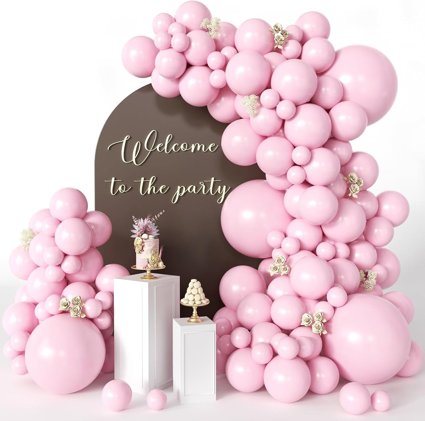 Light Pink Balloons 125 Pcs Pink Different Sizes of 18 12 10 5 Inch Pastel Baby Pale Pink Balloon Arch Kit Garland for Birthday Baby Shower Gender Reveal Valentine's Day Bridal Shower