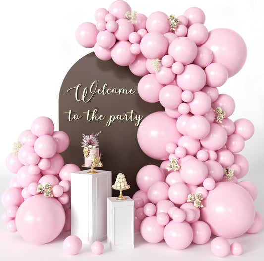 Light Pink Balloons 125 Pcs Pink Different Sizes of 18 12 10 5 Inch Pastel Baby Pale Pink Balloon Arch Kit Garland for Birthday Baby Shower Gender Reveal Valentine's Day Bridal Shower