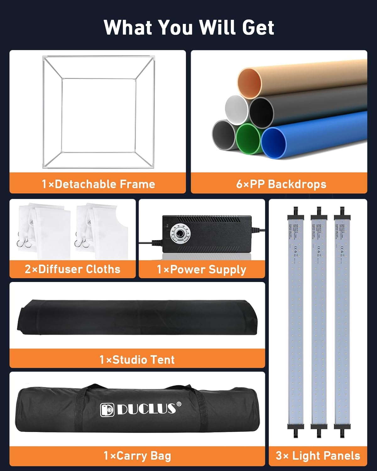 DUCLUS Light Box Photography, 32×32inch Professional Photo Studio Booth Photobox, Portable 210 LED Lightbox Shooting Tent Folding with 6 Colors Backdrops for Large Product or Jewelry Photography…