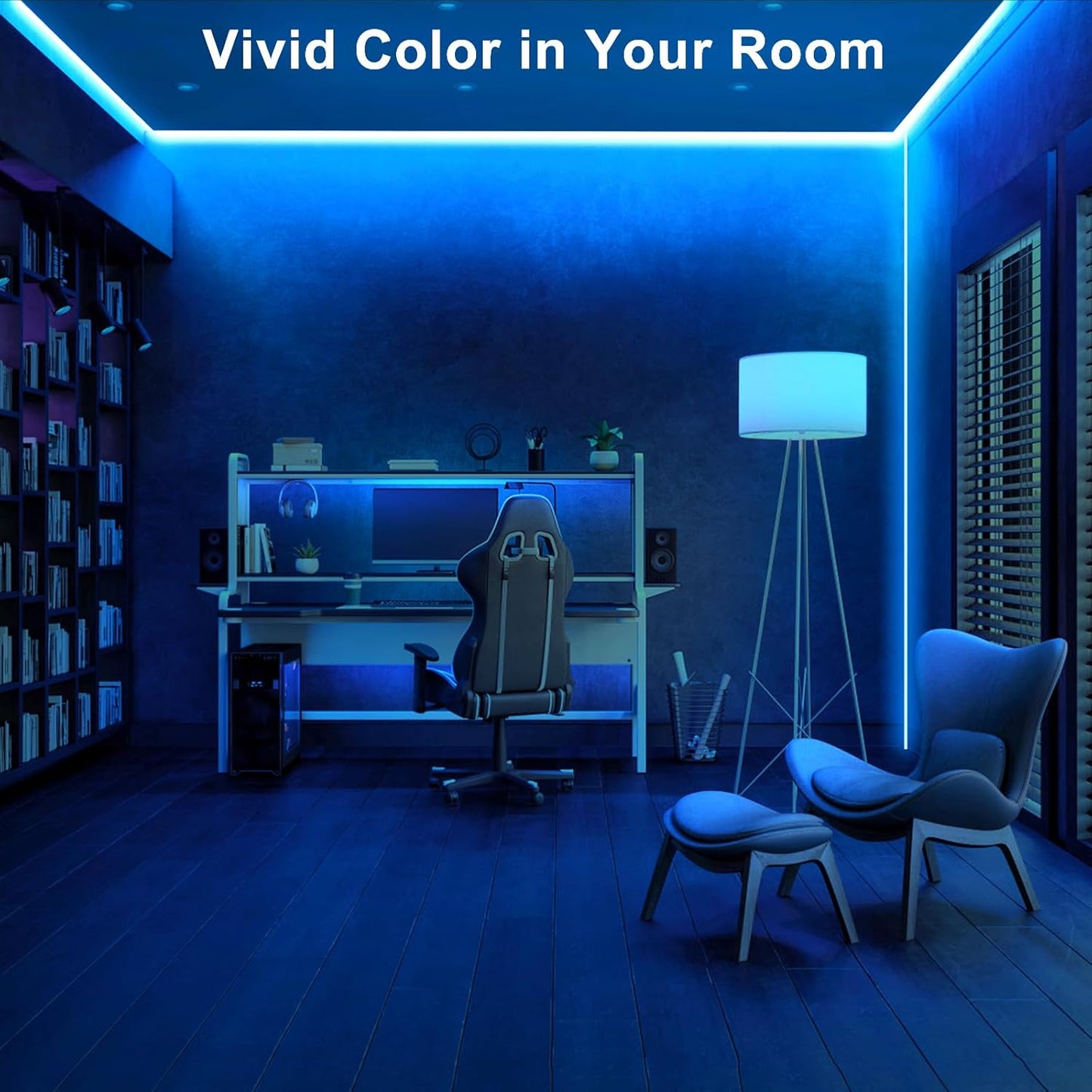 32.8ft Blue COB Led Strip Lights with RF Remote, Dimmable Bright Adhesive Indoor Led COB Light Strip for Cabinet, Paintings, Room, Bed