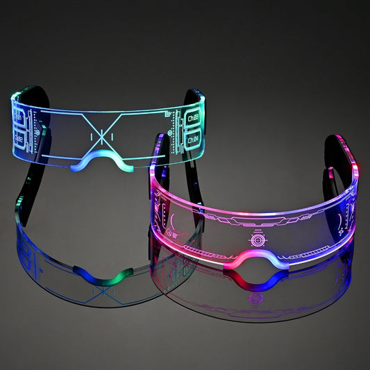 2 Pairs LED Light Up Glasses For Holiday Party LED Glasses For Adult Futuristic Sunglasses Cosplay Costume Festival Accessories Multi Color Neon Glasses,Gifts(Fashion Glasses)