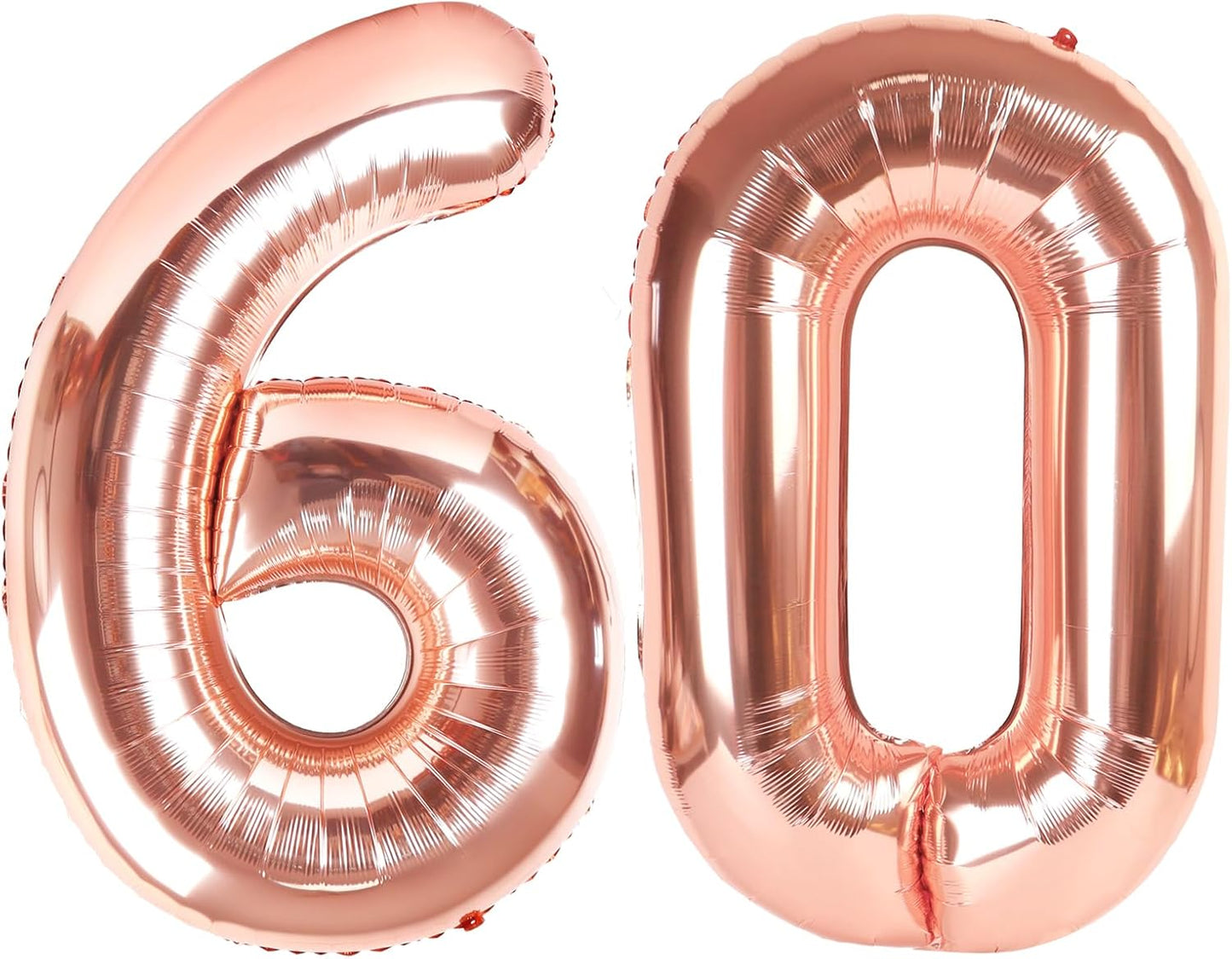 Rose Gold Number 60 Balloon 40 inch, 60 Number Balloons, 60th Birthday Decorations, 60 Year Old Women Men Rose Gold Party Supplies