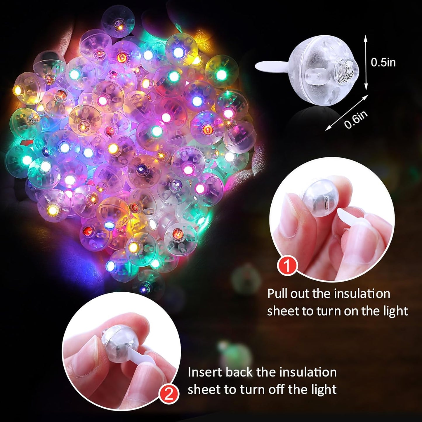 AIKEI 50pcs LED Balloon Lights,Mini Balls Lights,Long Standby Time Waterproof Led Light for Paper Lantern Easter Halloween Christmas Wedding Birthday Party Decoration Colorful