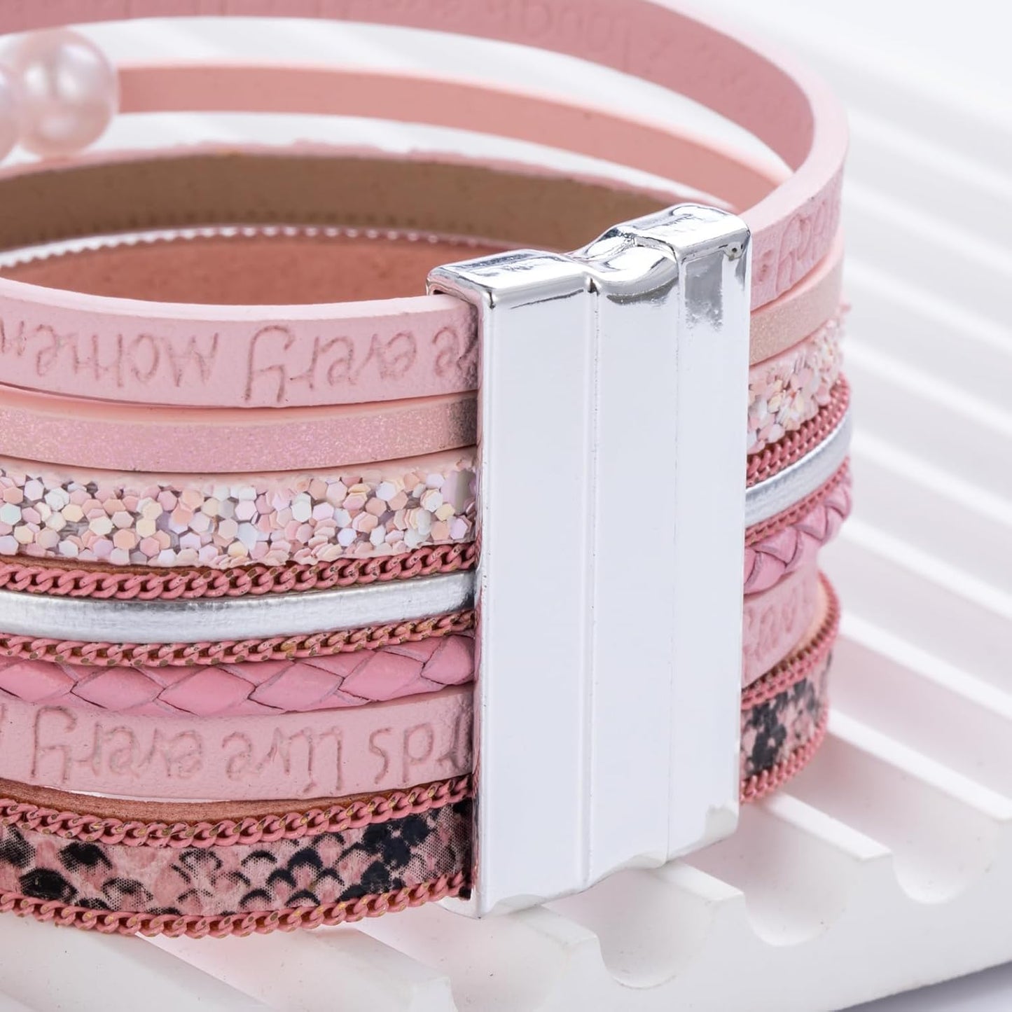 FANCY SHINY Tree of Life Leather Wrap Bracelet Inspirational Cuff Bangles Boho Pearl Bracelets with Magnetic Clasp Unique Jewelry Gifts for Women