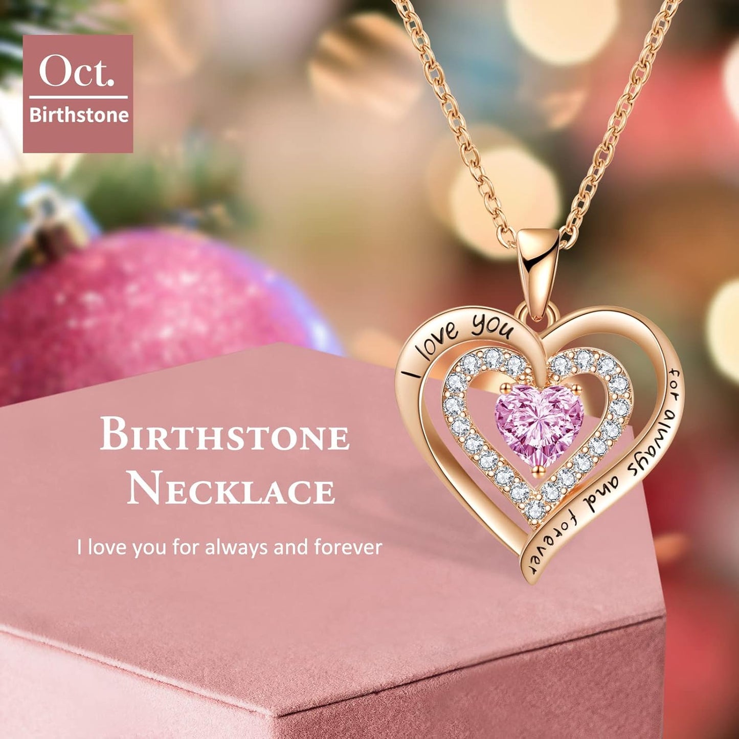 REDBEE Necklaces for Women Birthstone Heart Necklace Jewelry for Wife Girlfriend Woman Necklace