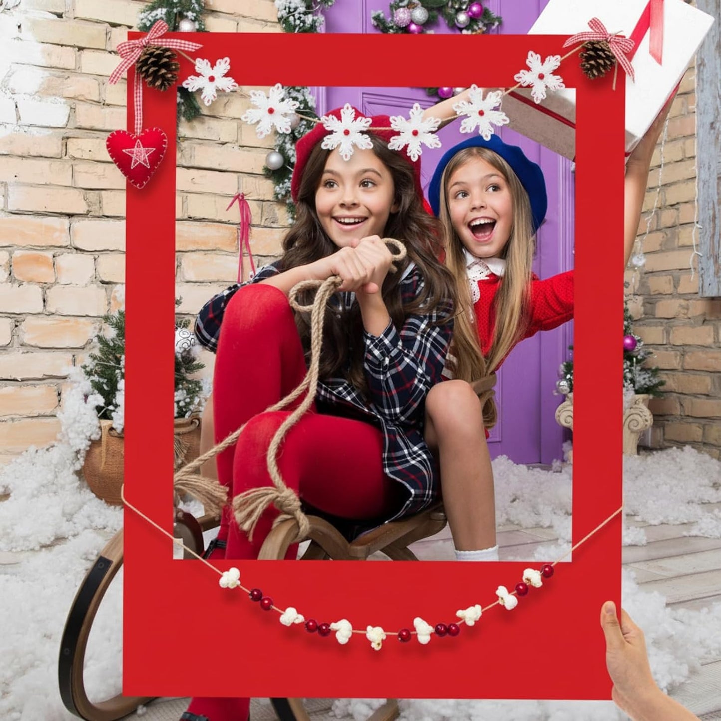 32 x 24 Inch Photo Booth Selfie Frame Prop Booth for Birthday Event Parties Large Blank DIY Cutout Props for Funny Decoration Christmas, Holiday Supplies