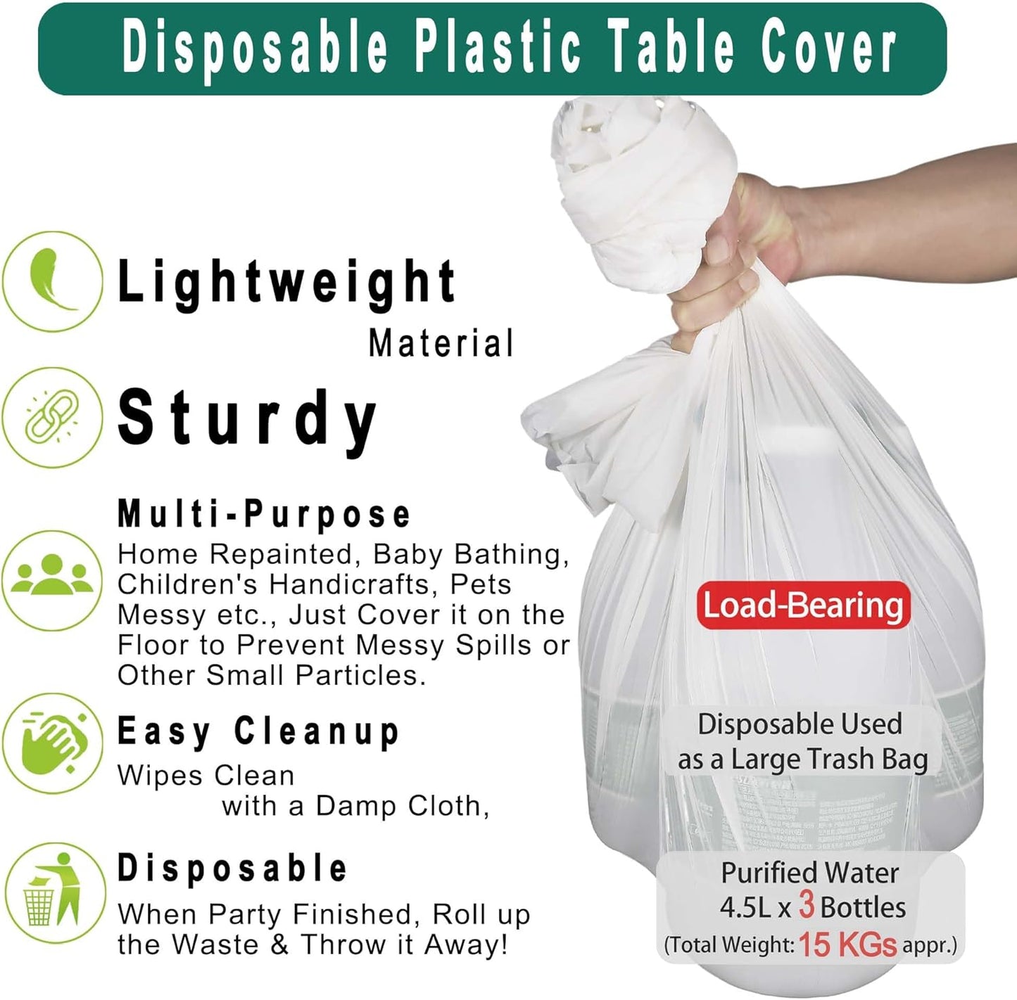 PARTY ULYJA Teal Plastic Tablecloths 2 Pack Disposable Table Covers 54 x 108 Inch Bridal Shower PEVA Solid Table Cloths for BBQ Picnic Birthday Wedding Banquet Parties 8 ft Rectangle Table Use