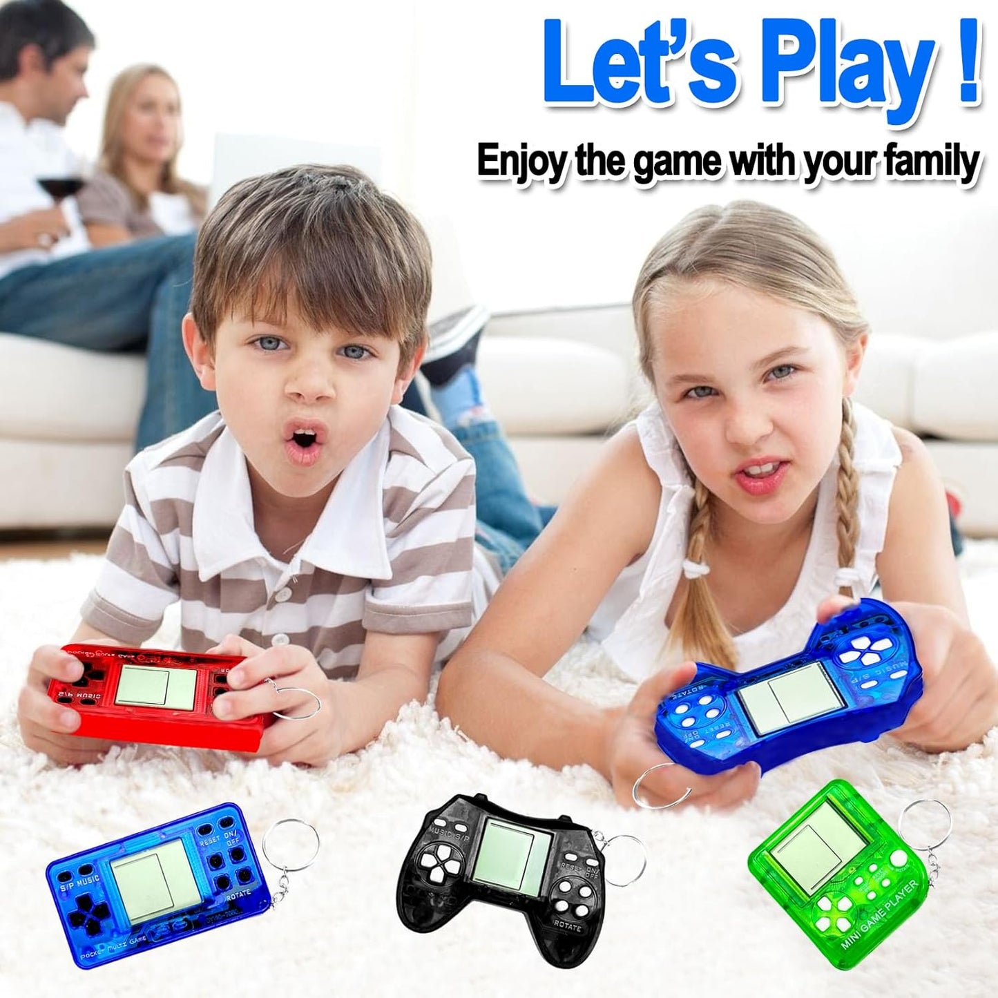 12Pcs Video Game Keychain, Gamer Party Favors Video Game Party Supplies for Kids, 3 Styles Mini Game Console for Kids Backpack, Birthday Party, Classroom Prizes