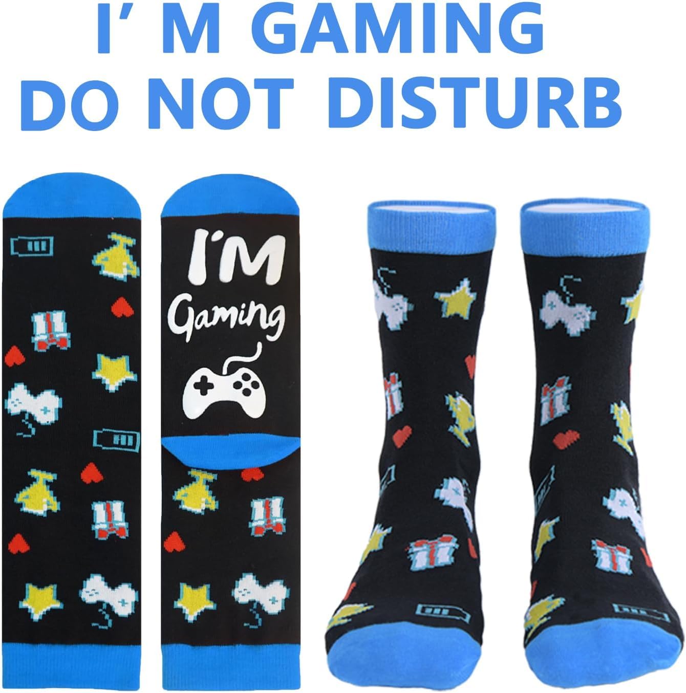 Funny Christmas Valentines Gifts Stocking Stuffers for Teen Kids Men Women Do Not Disturb I'm Gaming Socks Gamer Socks