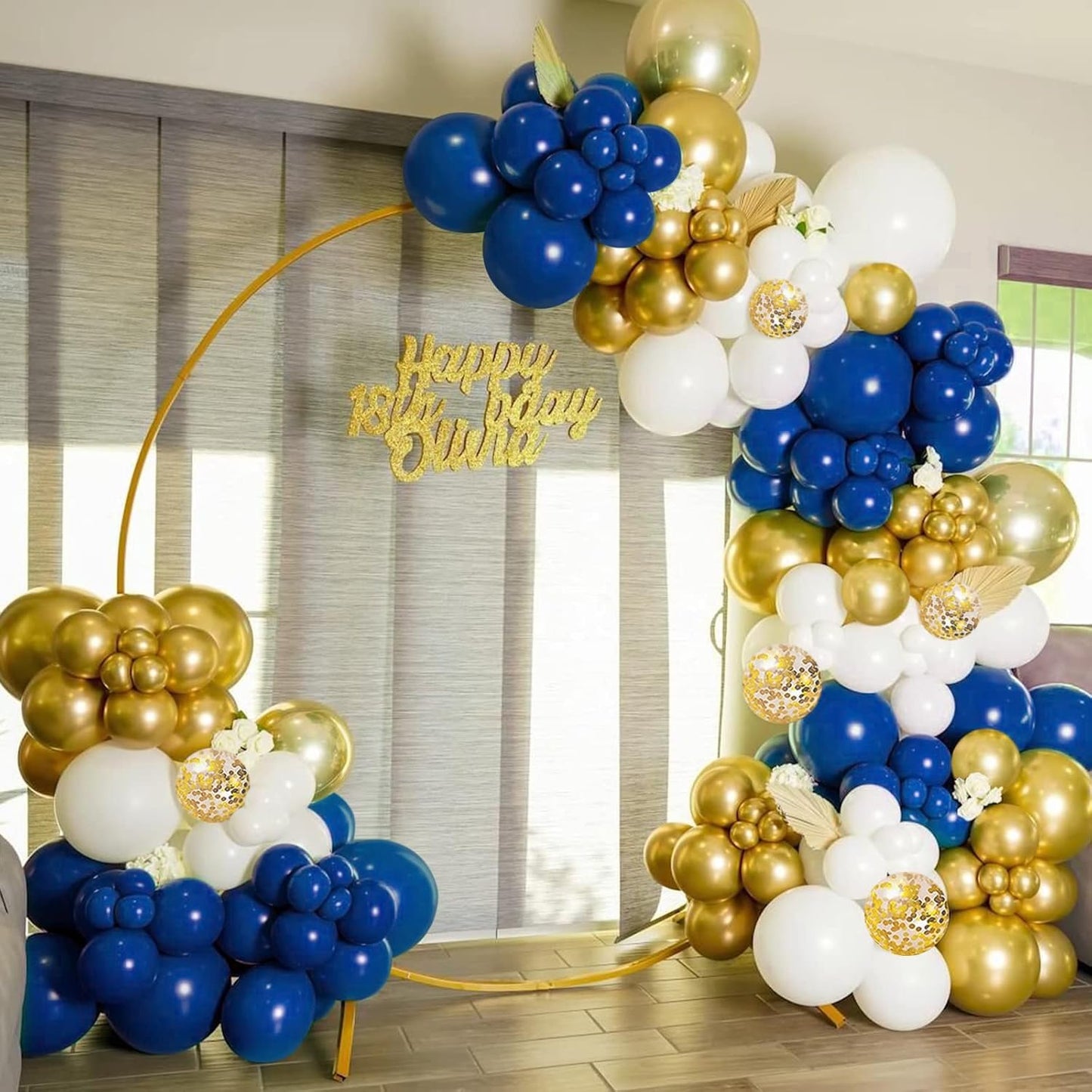 CANREVEL 127pcs Navy Blue Gold Balloons Garland Kit White Gold Confetti Balloons Arch Kit for Birthday Party Baby Shower Wedding Graduation Prom Decorations