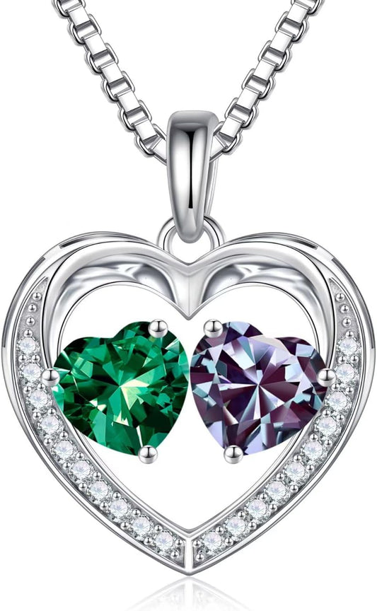 Iefil Christmas Gifts for Wife - 925 Sterling Silver Birthstone Necklace, Anniversary Birthday Gifts for Women, Stocking Stuffers for Women Wife Mom Daughter