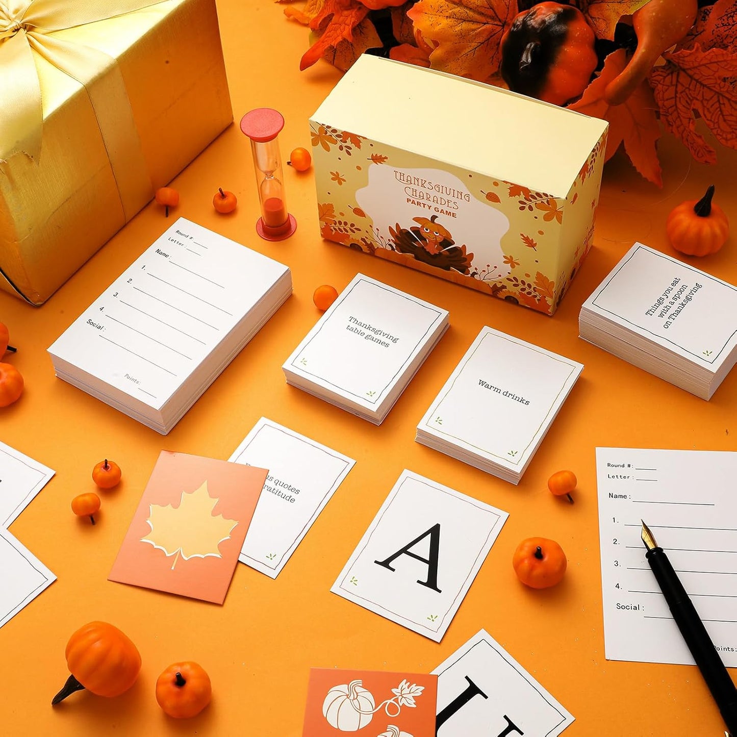 Sosation Thanksgiving Trivia Games Sets Family Party Cards Against Thanksgiving Categories Party Game Happy Fall Harvest Board Game Turkey Dinner Activity for Adults Holiday Group