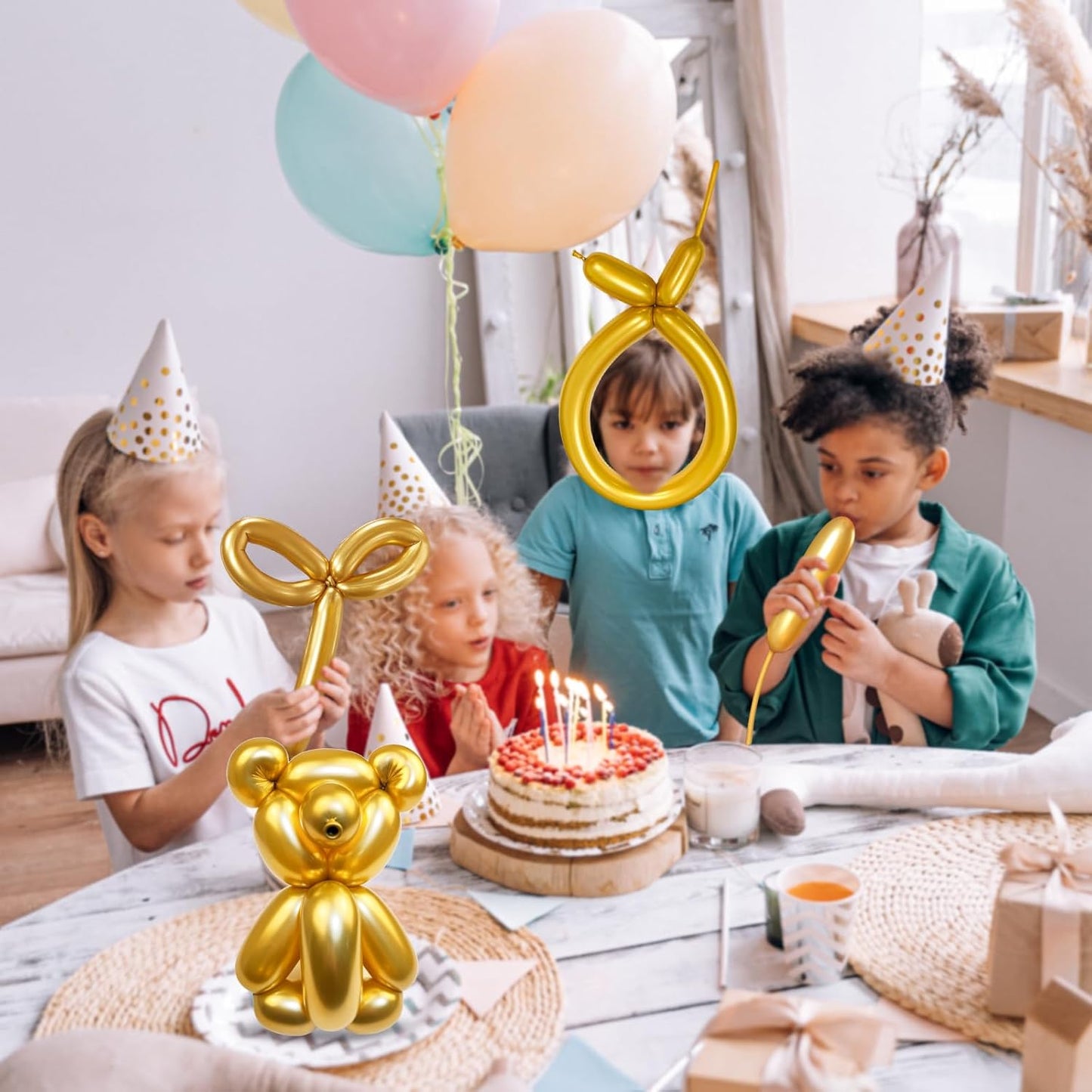 Metallic Long Balloons Art Kit for Twisting, Chrome 260pcs Skinny Modeling Balloons Supplies for Birthday Party Wedding Festival Decorations