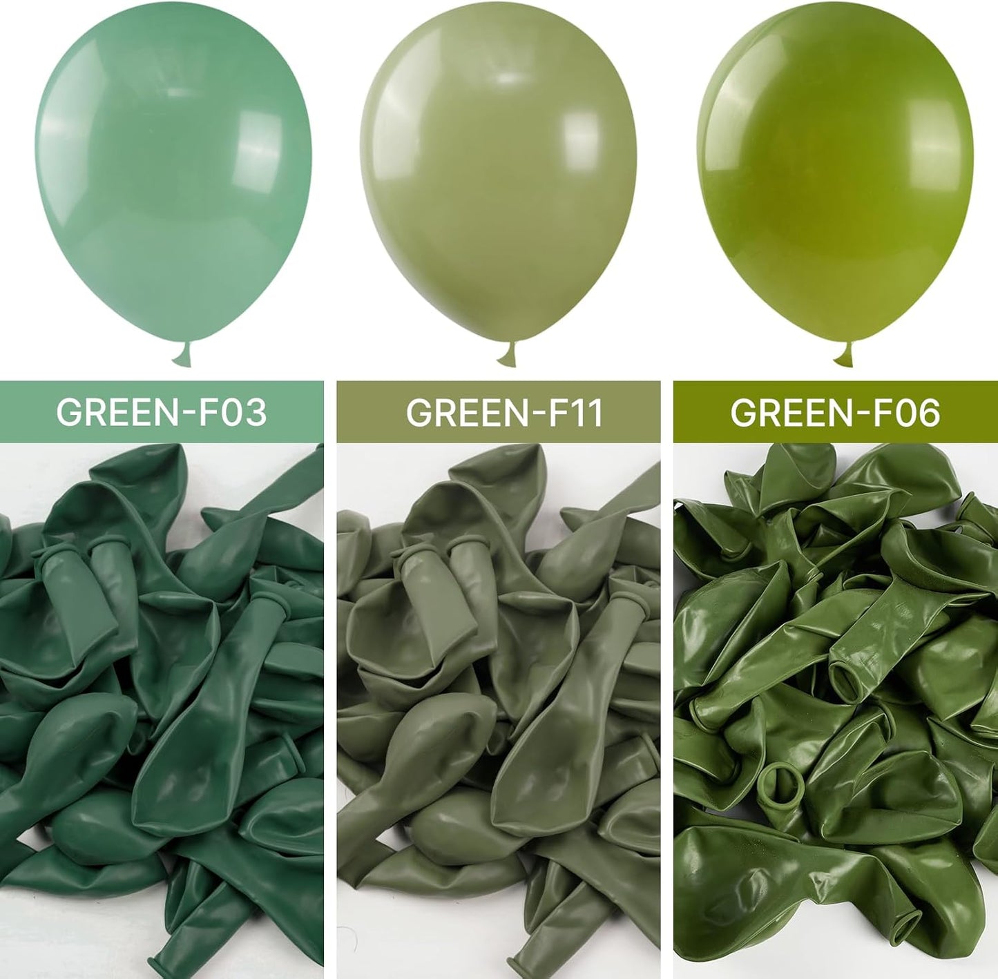 PartyWoo Sage Green Balloons 50 pcs 12 Inch Matte Sage Olive Green Boho Neutral Eucalyptus Latex Helium Balloons for Wedding Baby Shower Gender Reveal Birthday Graduation Party Decorations Green-F11