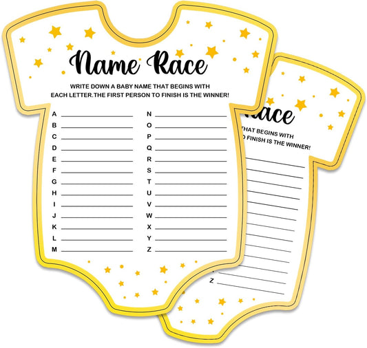 Baby Shower Games, Name Race Game Cards, Fun Baby Shower Party Games Supplies & Activities, Gender Reveal Games For Guests, Baby Shower Ideas, Set of 30 Cards