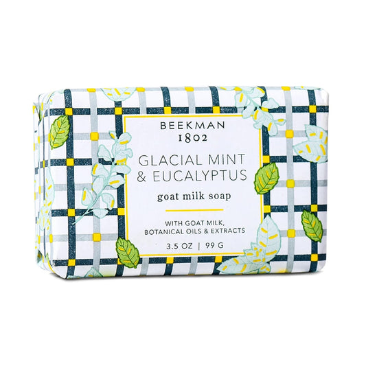 Beekman 1802 Glacial Mint & Eucalyptus Goat Milk Soap - Scented - 3.5 oz - Cleanses, Nourishes & Hydrates - Certified Microbiome Friendly - No Irritation - Good for Sensitive Skin