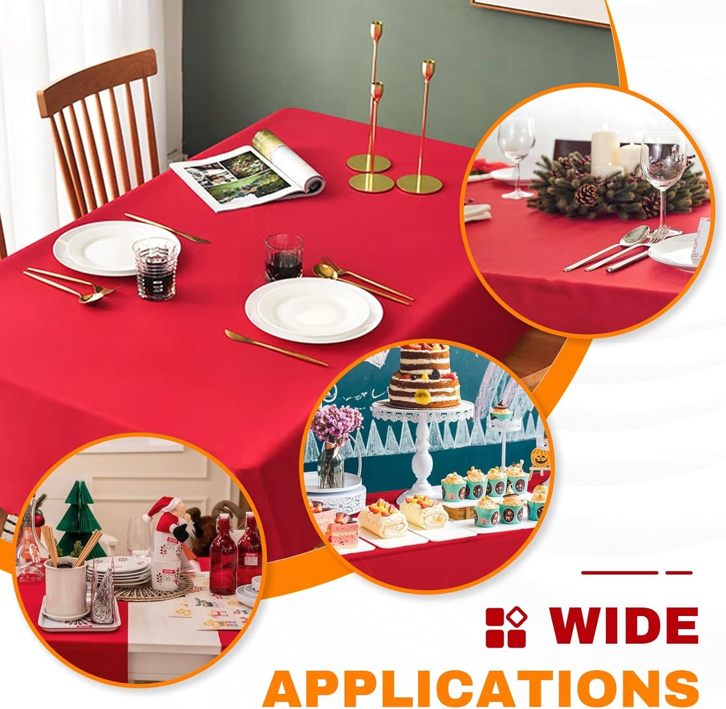 50 Pack Red Plastic Table Cloths Disposable, 54 x 108 Inches Plastic Table Cover for Rectangle Tables, Disposable Tablecloth for Dinning, Parties, BBQ, Wedding, Outdoor