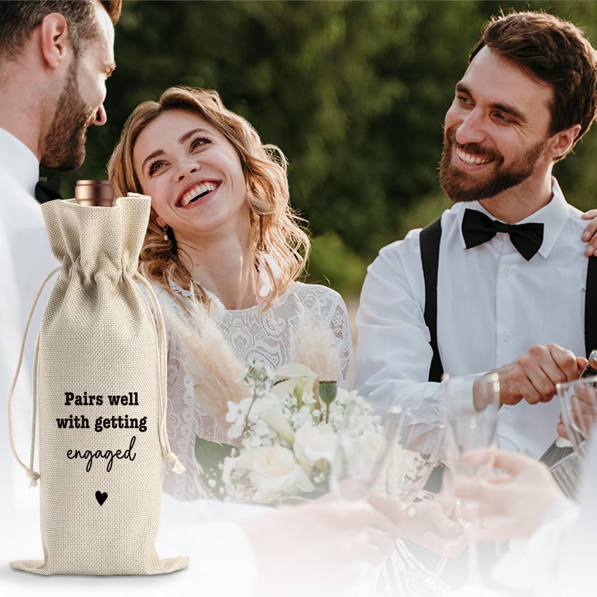 Engagement Wine Gift Bag Wedding Engaged Gifts for Newlyweds Couple Women Men Bridal Shower Gifts for Bride and Groom Pairs Well with Wedding Planning Getting Engaged Wine Bags