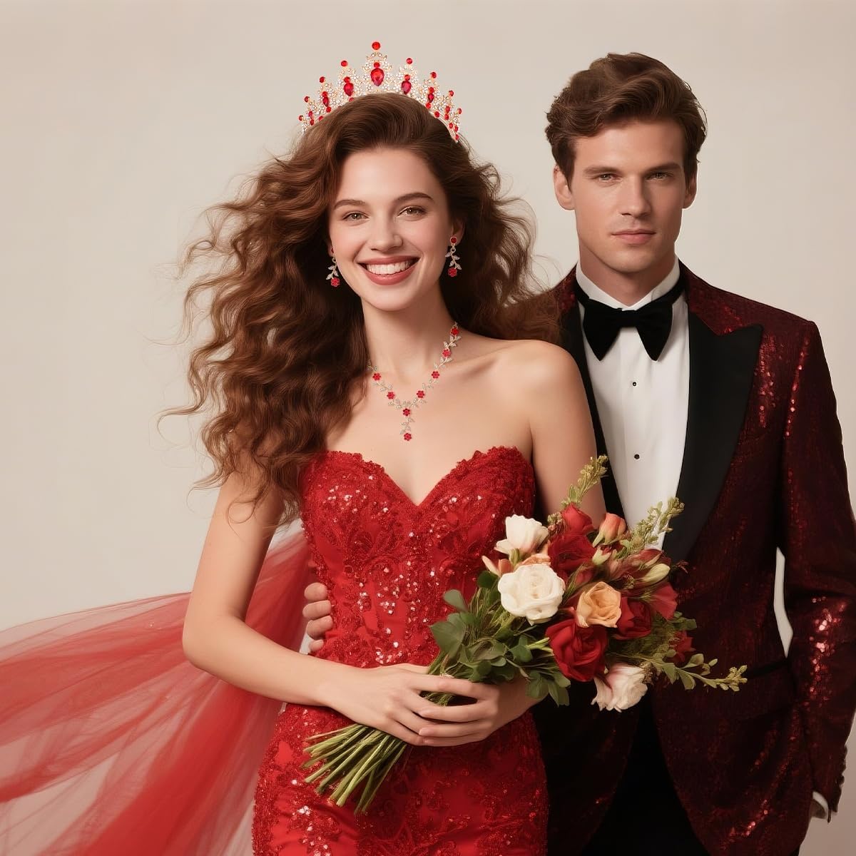 Kamirola Tiaras and Crowns for Women,Tiaras Earrings Necklace, Crystal Bridal Jewelry Set, Costume Party Halloween Prom Pageant Jewelry for Women(TR45)