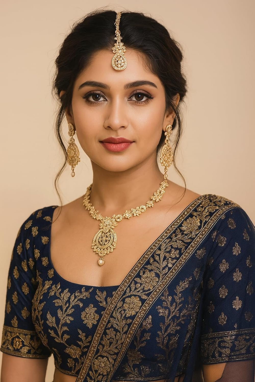 Touchstone Indian jewelry sets for women maang tikka wedding guest gold necklace bollywood jewellery set pageant elegant prom bride accessories western crystal chunky rhinestone necklaces