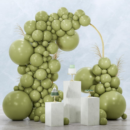 PartyWoo Sage Green Balloons 128pcs Different Sizes of 18 12 10 5 Inch Olive Boho Green Latex Balloon Arch Kit for Wedding Birthday Dinosaur Jungle Golf Football Theme Party Decorations Green-F11