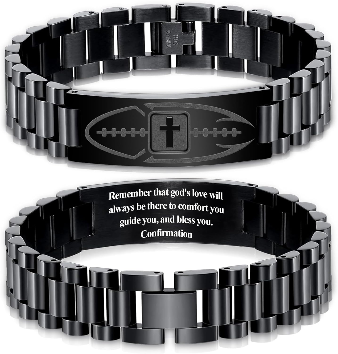 Football Gifts for Men Boys Youth Junior Coach Team Kids Player Football Bracelet Party Favors Accessories Religious Christian Bible Adjustable Stainless Steel Jewelry Gifts