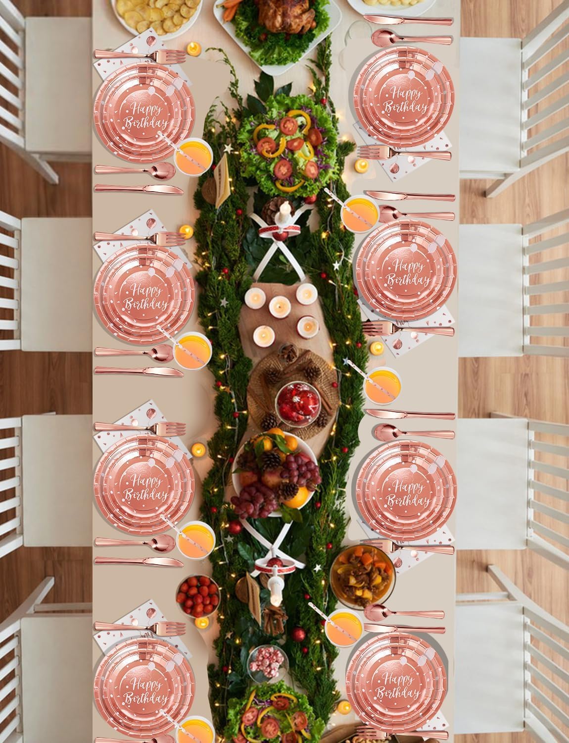 Birthday Party Tableware, 161 Pieces Rose gold Party Supplies, Dinnerware Sets Include Paper Plates Napkins Cups Silverware, for Shower Engagement Parties Decoration -20 Serves