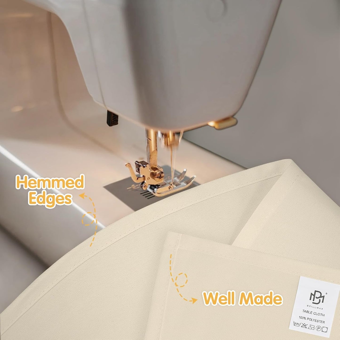 BRILLMAX 6 Pack Beige Tablecloths for 6 Foot Rectangle Tables 90 x 132 Inch - 6ft Rectangular Bulk Linen Polyester Fabric Washable Cloth Cover for Wedding Reception Banquet Birthday Party