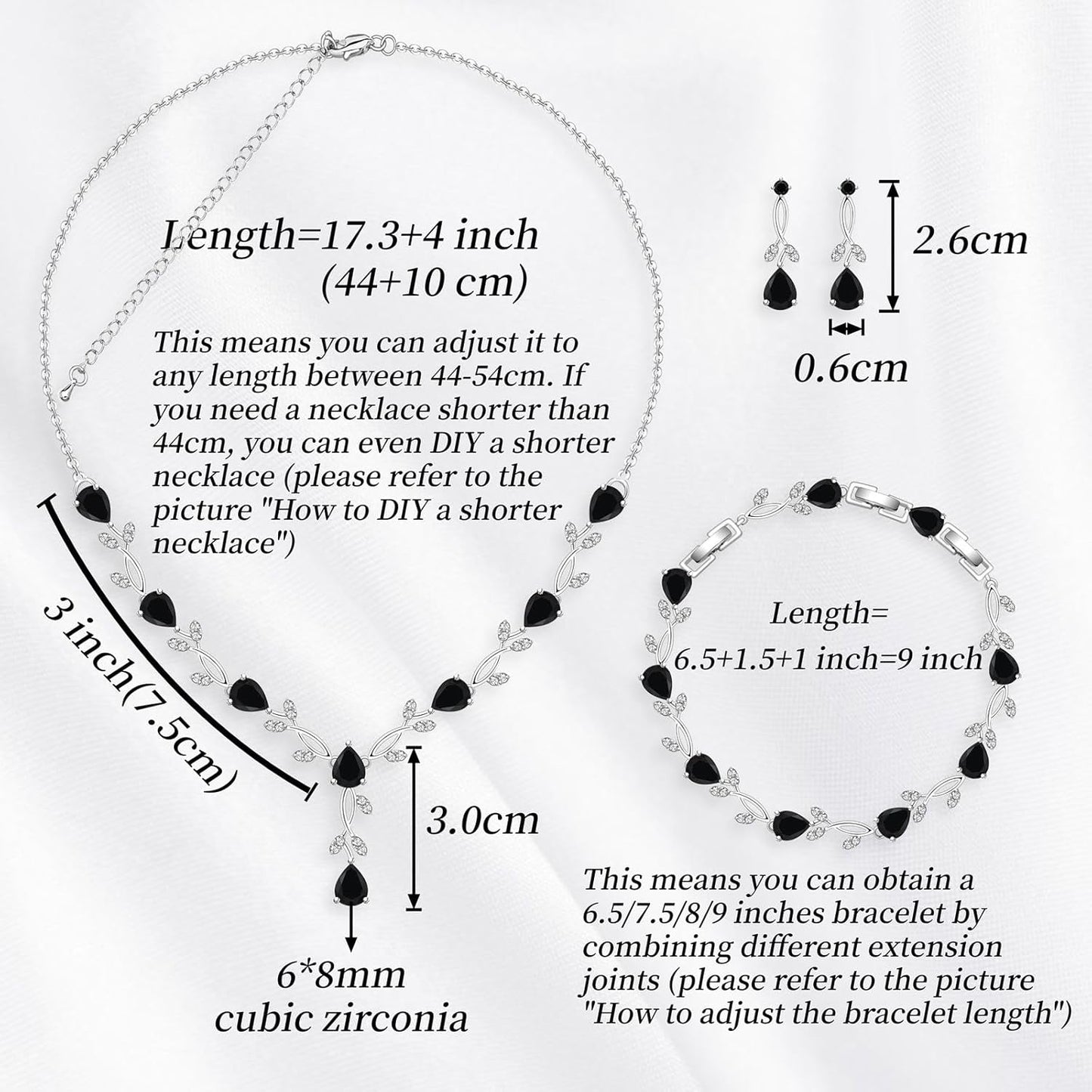 GZWHD Wedding Jewelry Sets for Bride Bridesmaid Women Cubic Zirconia Necklace Earrings Bracelet Set Gift for Mother Friend Wife Daughter Sister Party Prom Jewelry