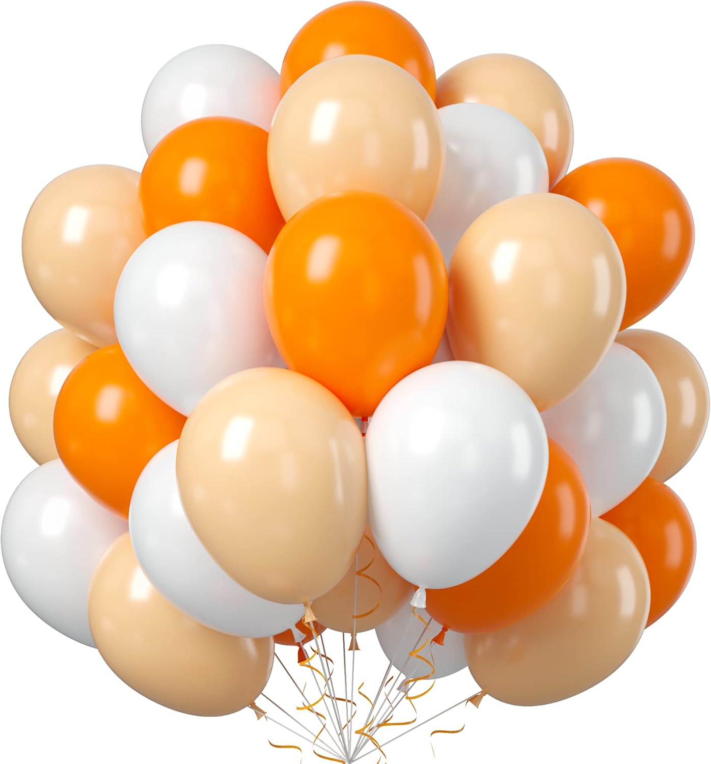50PCS Latex Balloons - Orange Apricot White, Party Balloons for Girls Boys Birthday Party, Baby Shower, Bridal Shower, Engagement