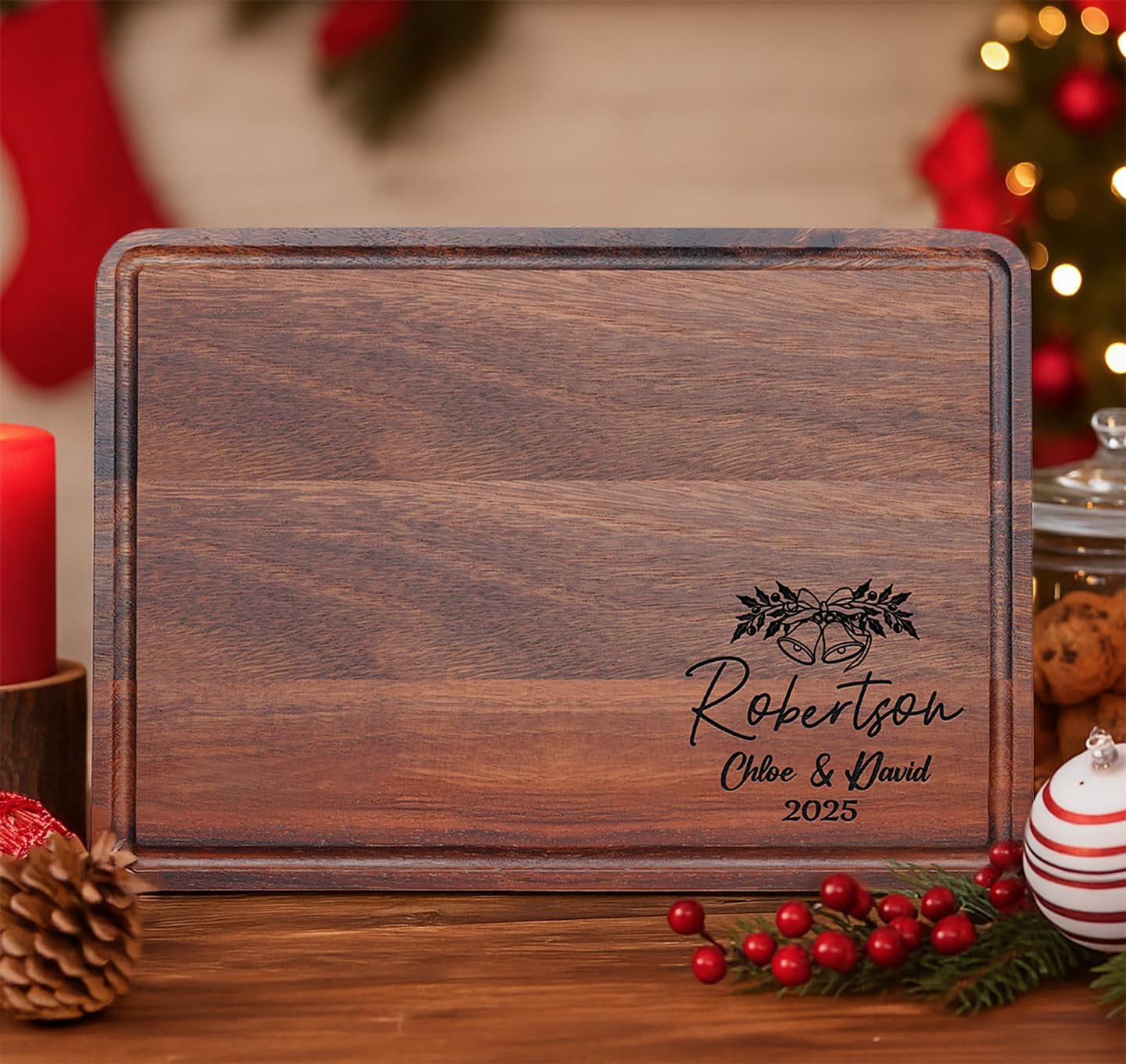Personalized Cutting Board for Christmas 2025 Gifts, Custom Engraved Wood Cutting Board for Housewarming, Anniversary, New Home, Wedding, Engagement, Christmas Good Gift Idea for Couple, Parent, Women