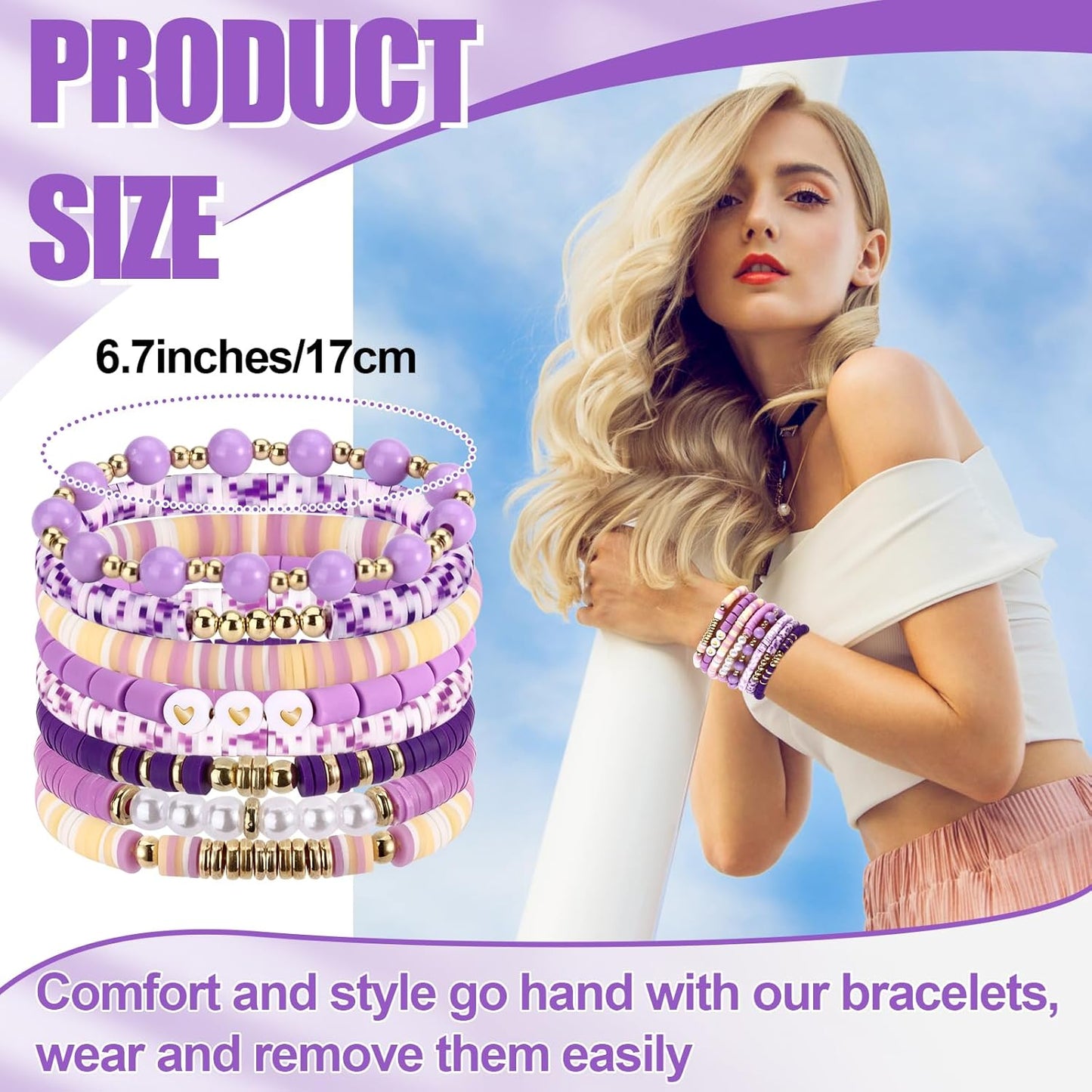 Draupnir Friendship Bracelets Heishi Surfer Clay Bead Bracelets Set Stackable Beaded Preppy Jewelry Bracelets Friendship Boho Y2K Bracelets for Women Teen Girls Party Favors