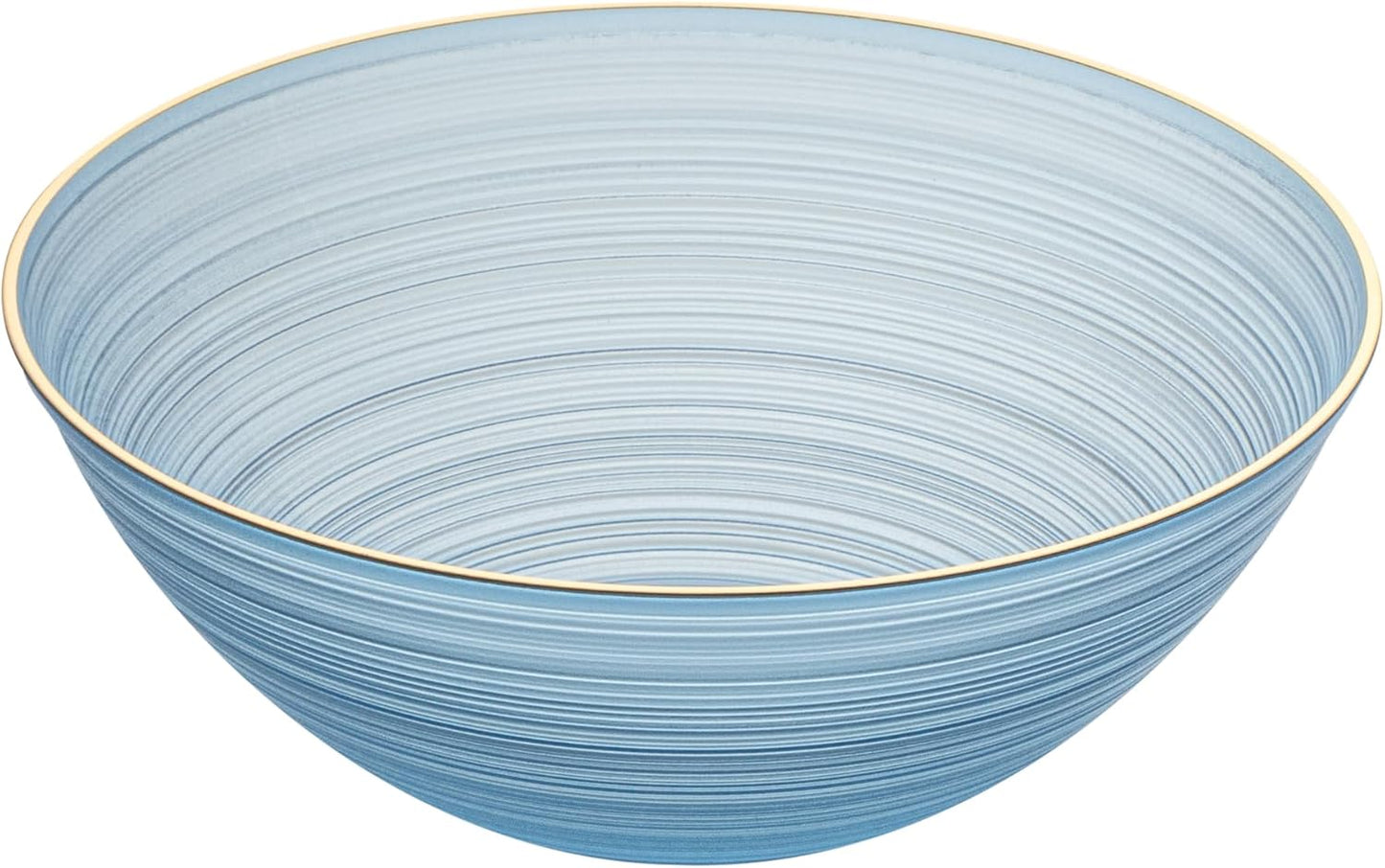 Restaurantware Plastic Bowls 100 Pcs 16 oz Gold Rimmed Disposable Soup Bowls Heavy-Duty Blue Translucent Rippled Dinnerware Containers for Party, Desserts, Salads, Snacks, and Catering