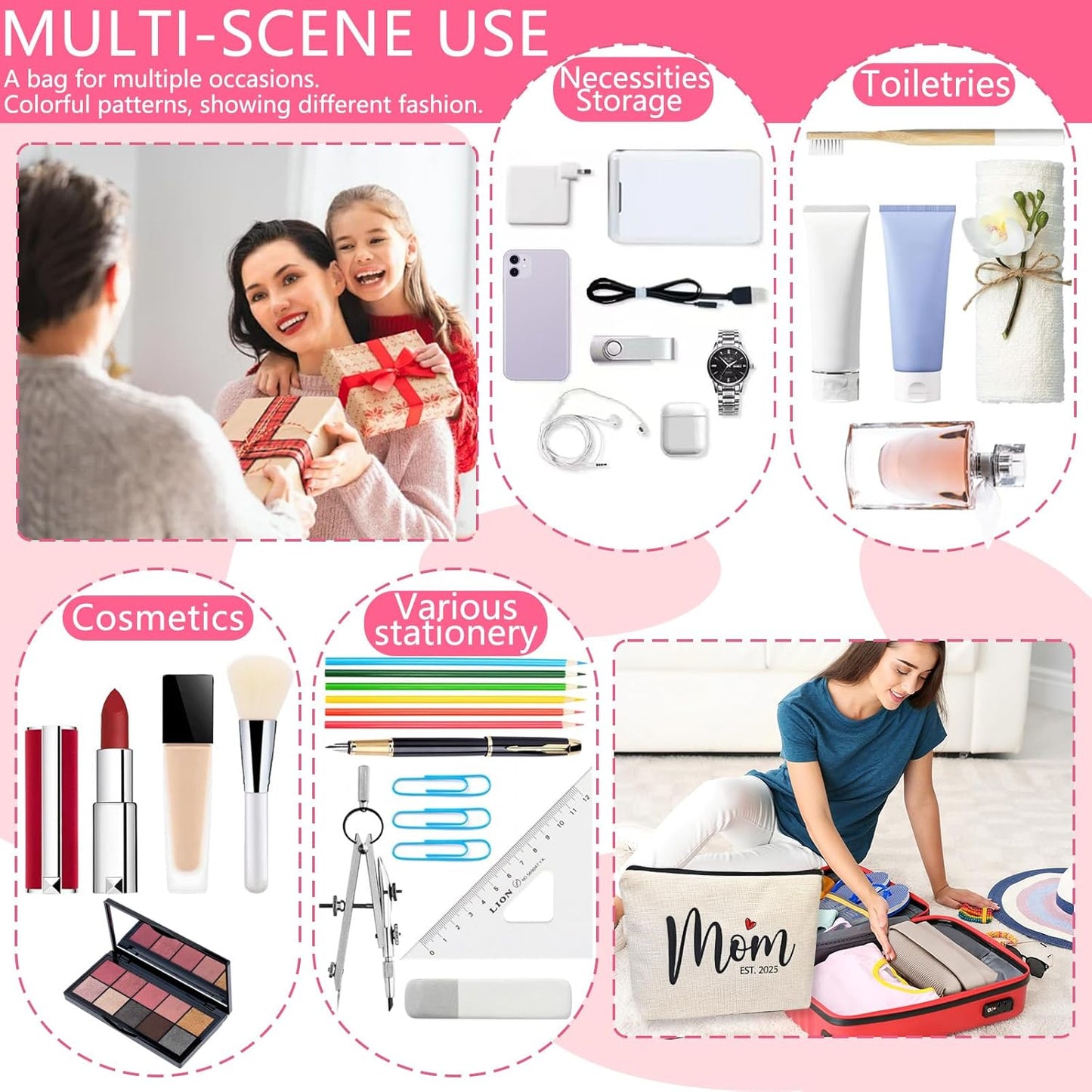 DJOLY Mothers Day Birthday Gifts for Mom Women, Best New Mom Gifts for Birthday from Daughters Mama Bag, Mom To Be Gift, Pregnancy Gifts for Expecting Mom Essentials Mommy Makeup Bag, Cosmetic Pouch