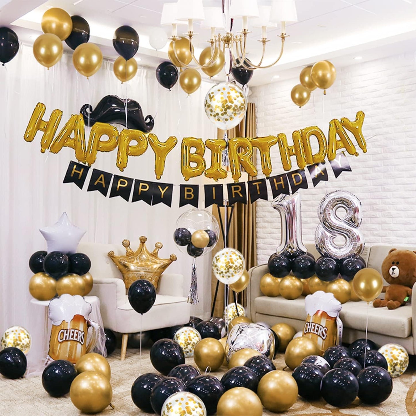 CANREVEL 120pcs Black and Gold Balloons Confetti Metallic Black Gold Latex Balloons Garland kit for Birthday Graduation Wedding Anniversaries Bachelorette Party Decorations
