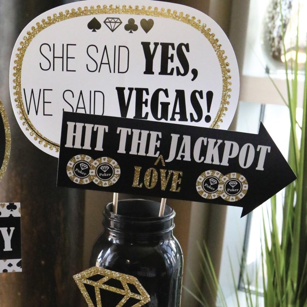 Big Dot of Happiness Funny Vegas Before Vows - Las Vegas Bridal Shower or Bachelorette Party Photo Booth Props Kit - 10 Piece