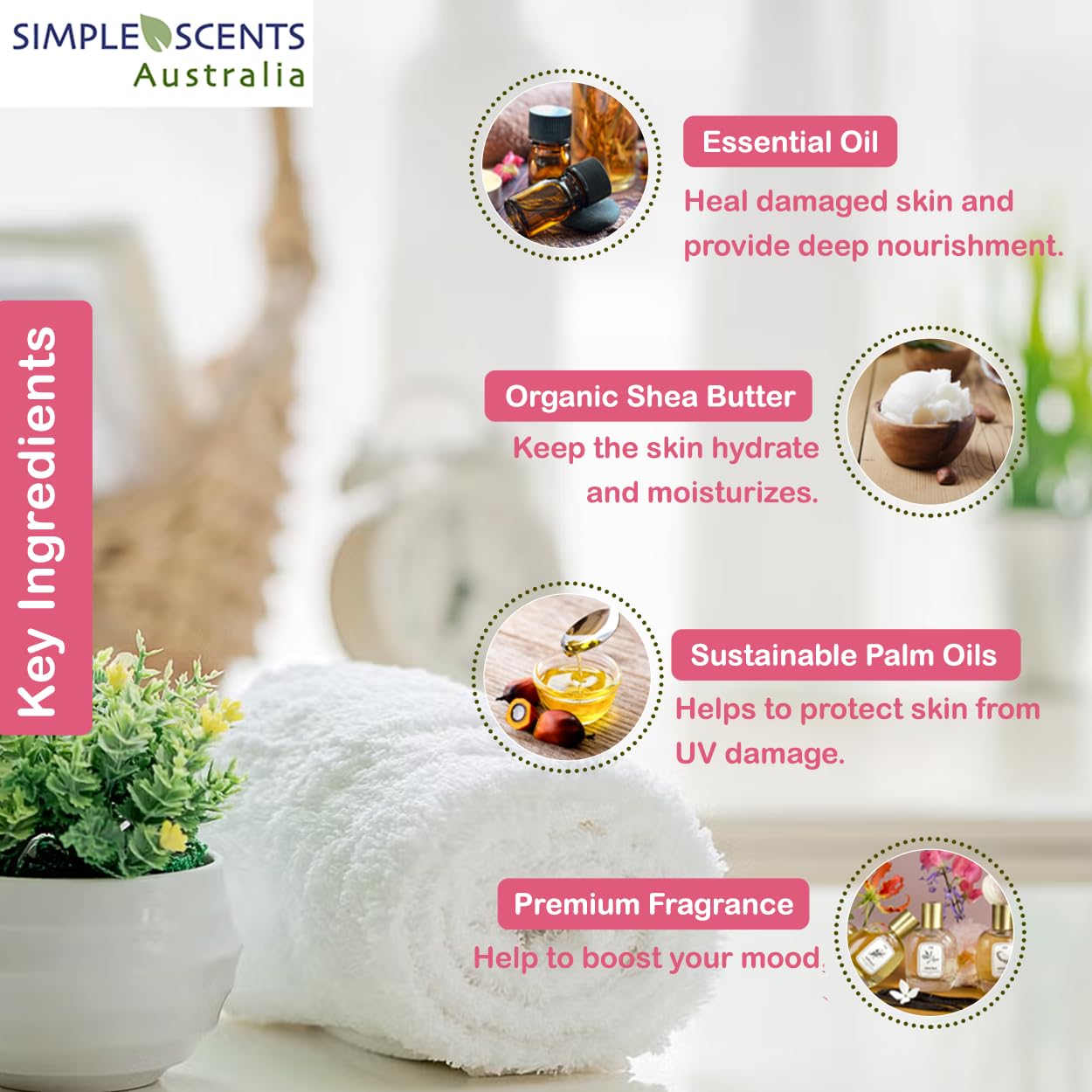 Rose Scented Natural Soap Bars (12 Bars), 3.5oz Moisturizing French Triple Milled Soap Bars Enriched with Shea Butter - Pure Plant Oil Bath & Body Bars