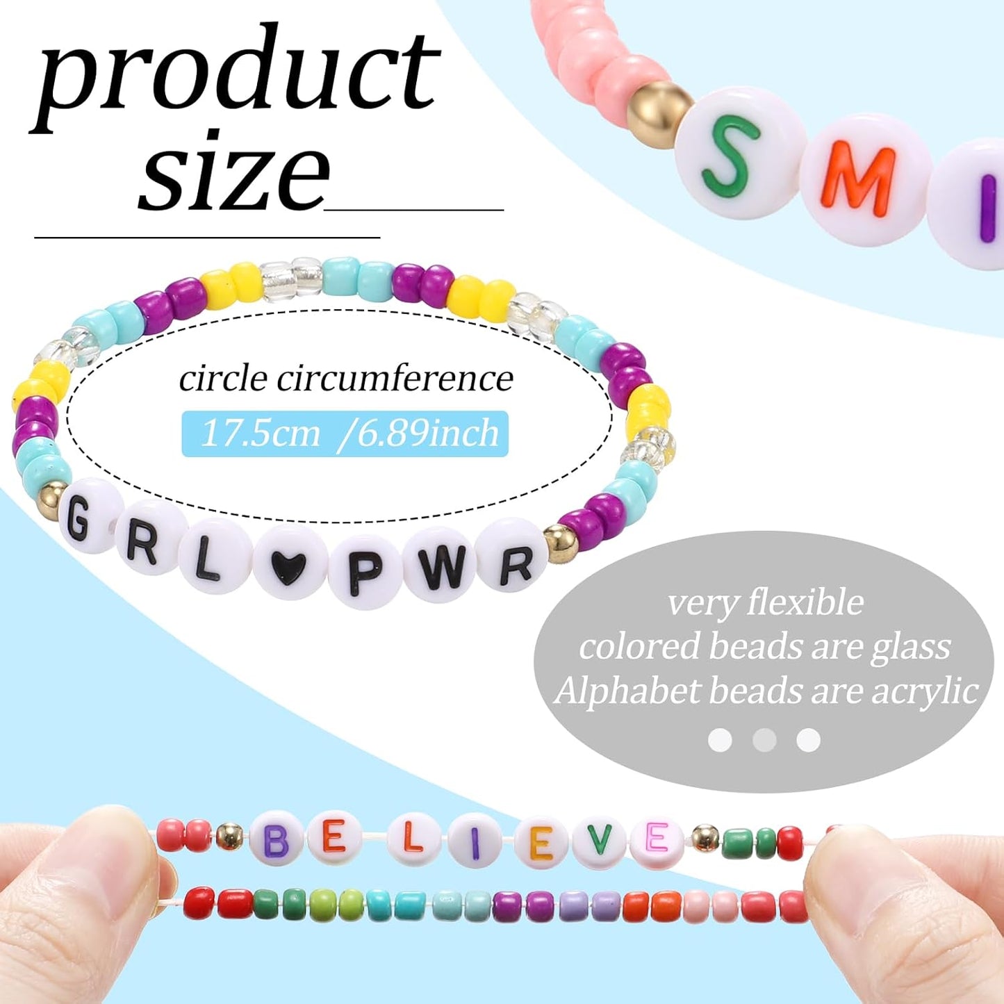 Cunno 36 Pcs Kids Friendship Bracelets for Girls Women Beads Bracelets Surfer Stretch Beaded Cute Colorful jewelry for Birthday Goodie Bag Stuffers Fillers School Gifts Party Favors(Simple Style)