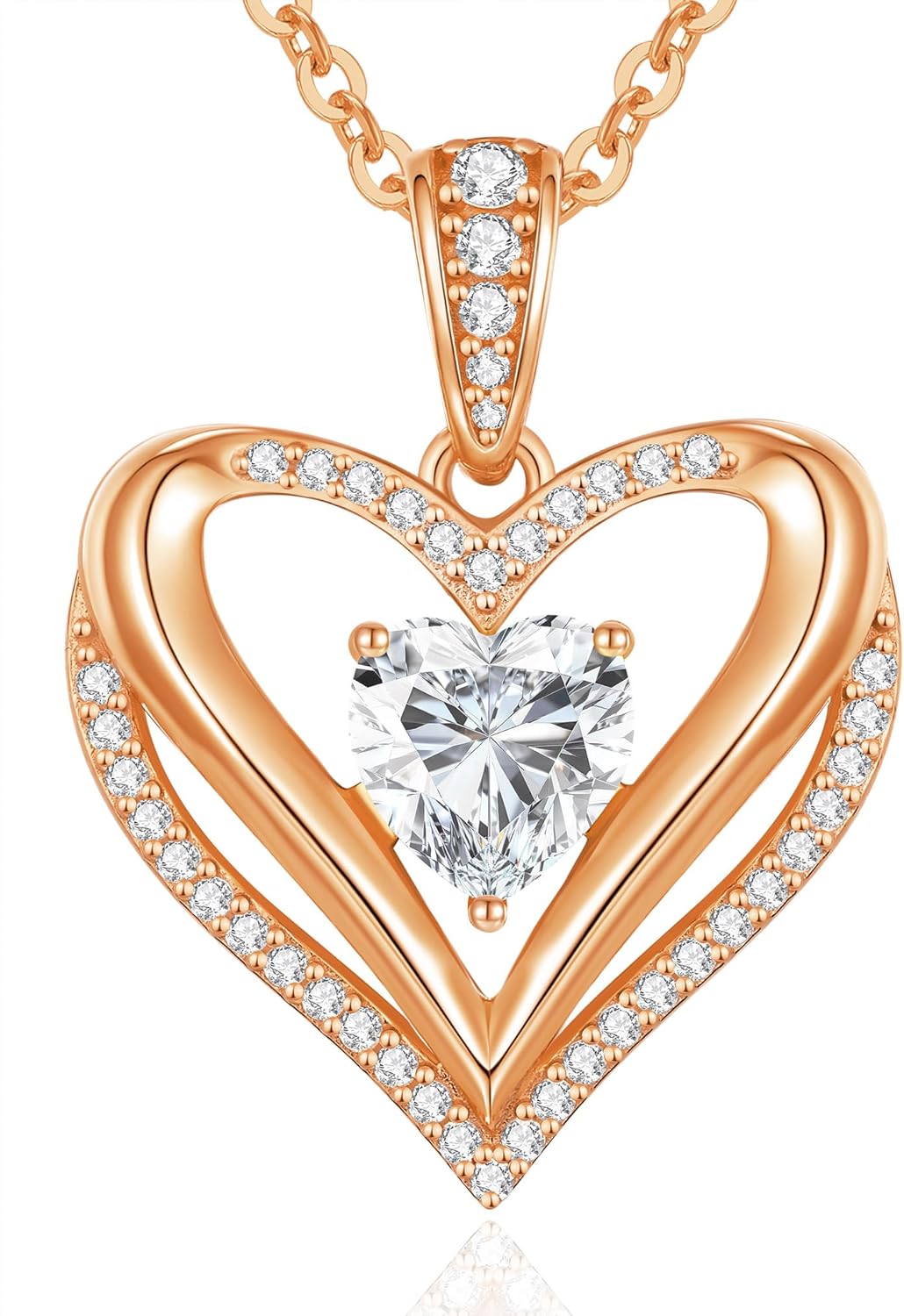 Moissanite Infinity Love Heart Pendant Necklaces for Women, 1-3 Carat 925 Sterling Silver 18K Gold Plated Engraved with"I LOVE YOU', Anniversary Birthday Present Jewelry Christmas Day Gift for Women Wife Girlfriend Her