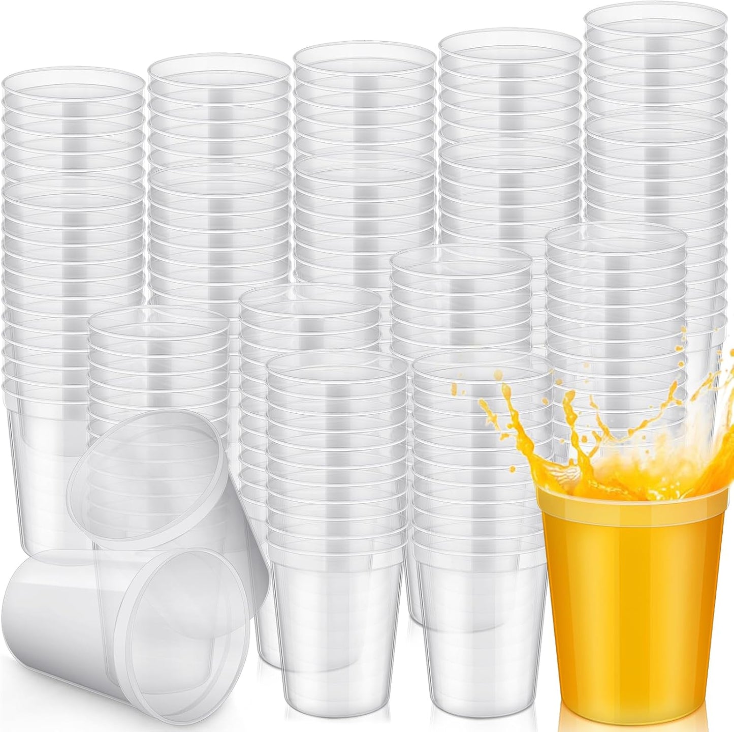 Yungyan 200 Pack 16oz Stadium Cups Reusable Plastic Cups Blank Drink Tumblers for Parties, Events, DIY Projects, 4.5 x 3.54 x 2.72 Inch (Clear)