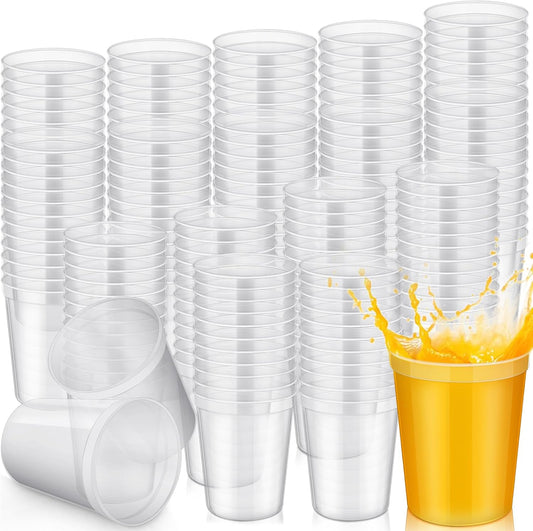 Yungyan 200 Pack 16oz Stadium Cups Reusable Plastic Cups Blank Drink Tumblers for Parties, Events, DIY Projects, 4.5 x 3.54 x 2.72 Inch (Clear)