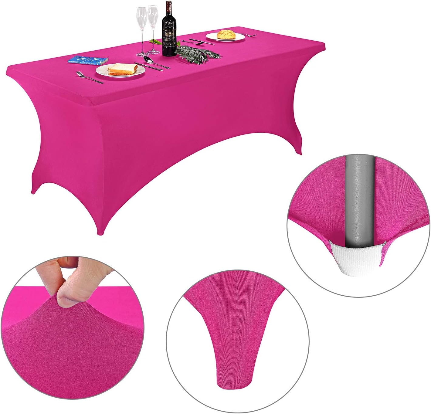 LZY Spandex Fitted Stretch Table Cover for 6 ft or 4ft or 8ft Folding Table, Rectangular Cocktail Tablecloth, Perfect for Party or Banquet