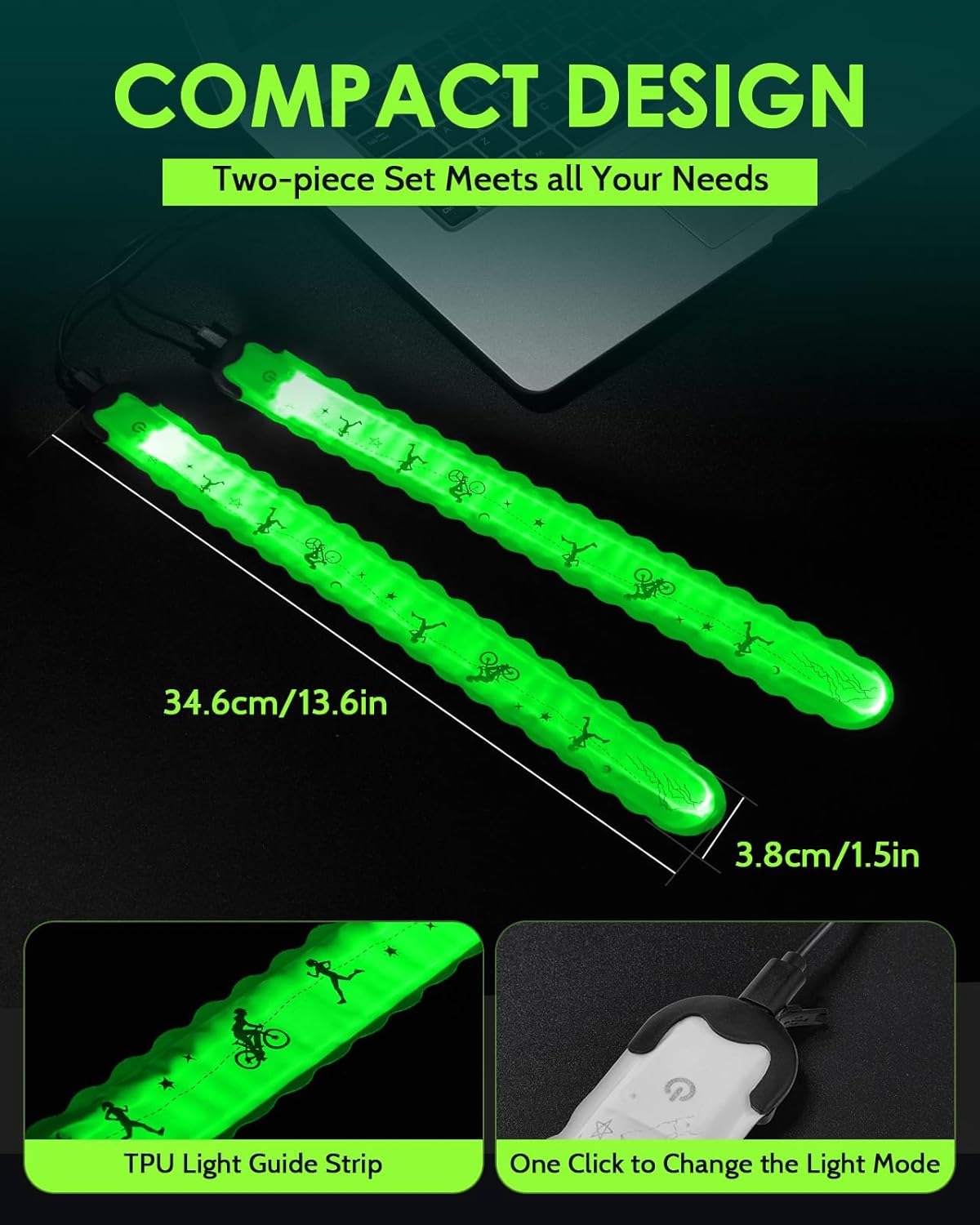 2025 New-Shaped Rechargeable LED Armband 2-Pack, High Visibility Reflective Running Gear for Night Safety, 5 Colors & 3 Modes Light Up Armbands for Night Walking, Cycling, Gift for Women Men