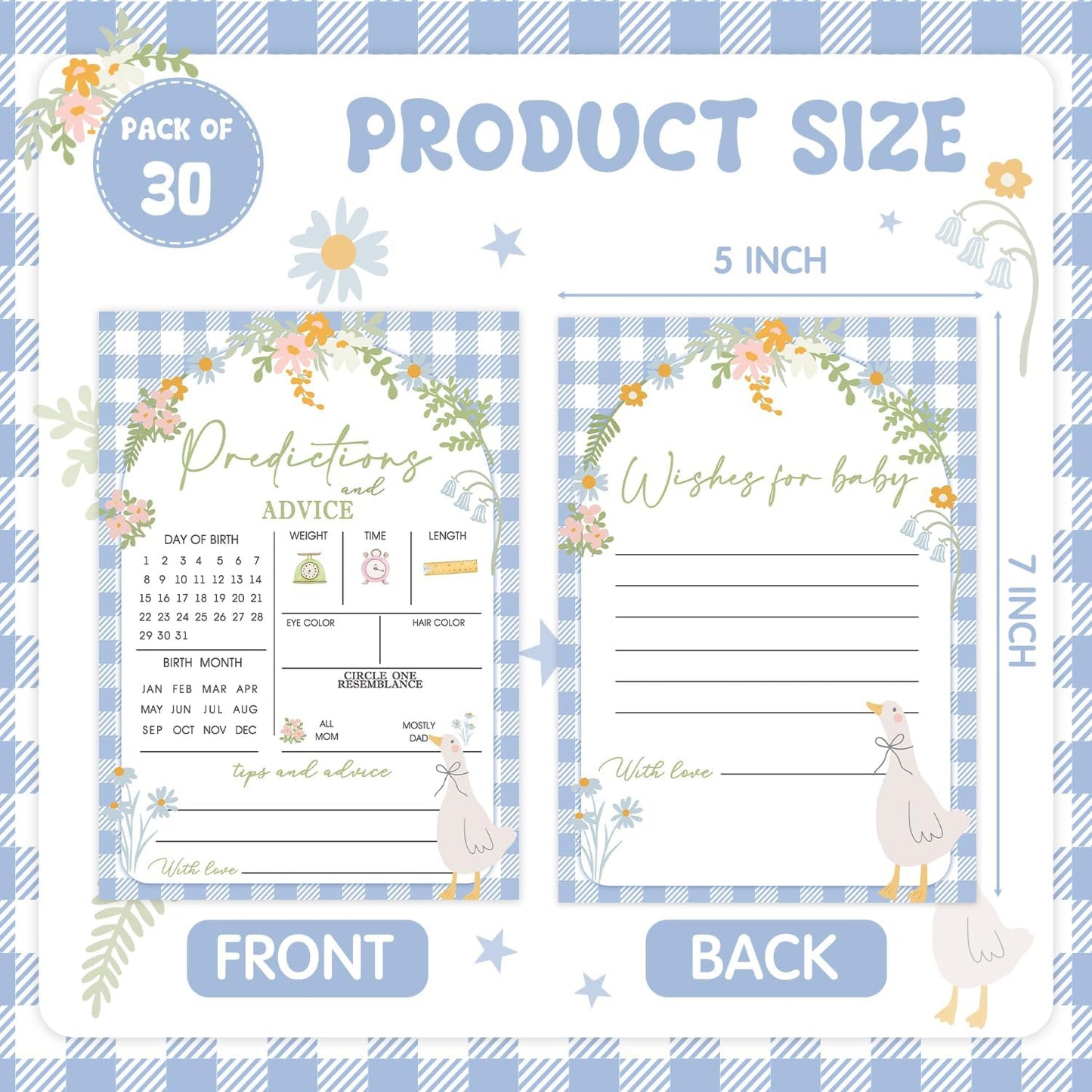 Silly Goose Baby Shower Games, Baby Predictions & Advice Cards for Baby Shower Game Activity, Silly Goose Wishes Cards, Advice for New Parents to Be, Baby Party Wishes Games Cards for Guest 30 Pack