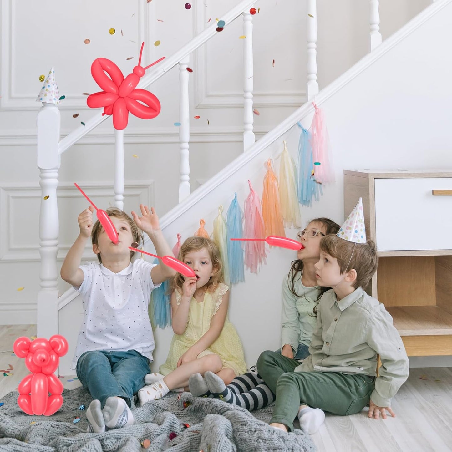 100Pcs Pastel Red 260 Balloons, Long Balloon for Tying Balloon Arch, Long Skinny Balloons for Twisting Ballons Animal balloons Birthday Party Wedding Festival Decorations