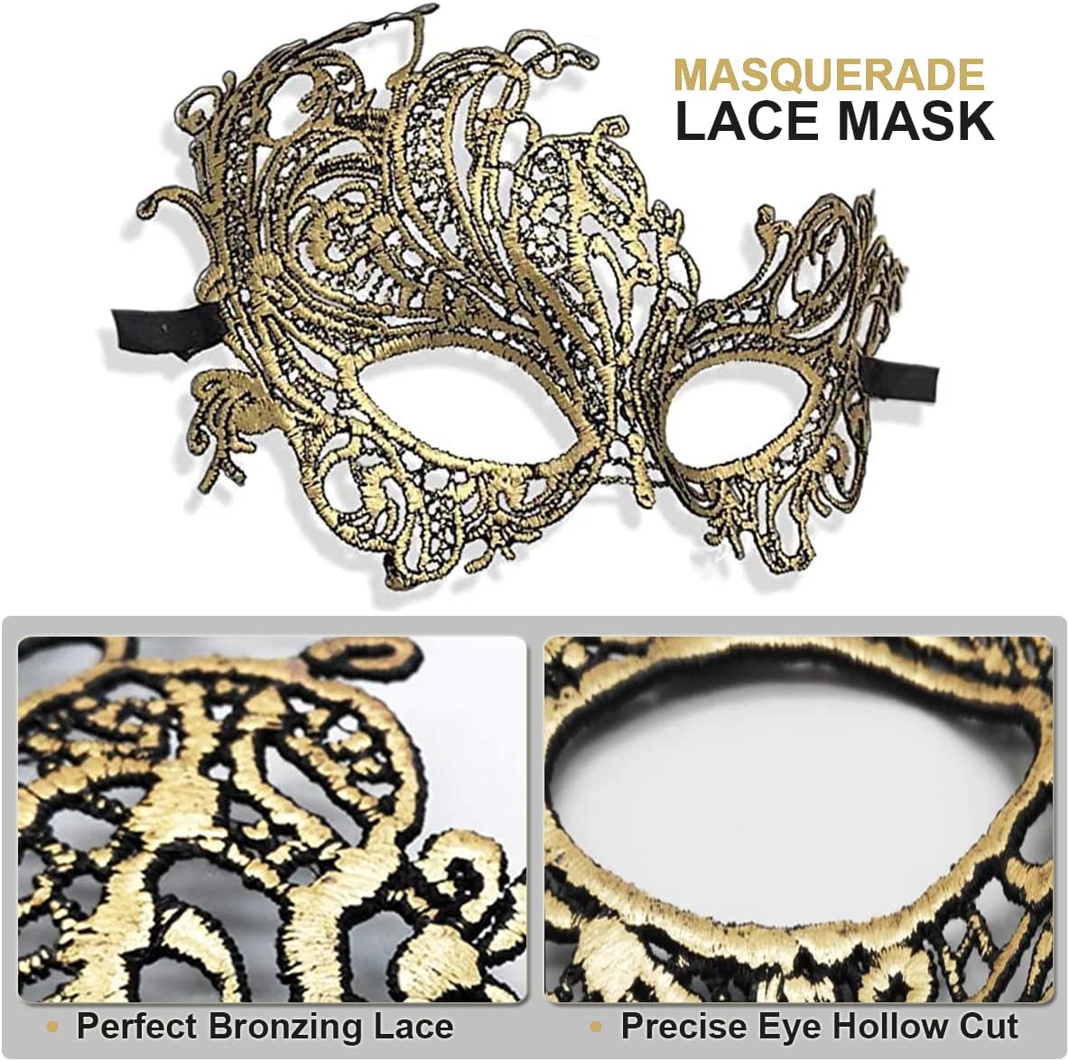 Masquerade Mask for Couples Lace Eye Mask Venetian Carnival Halloween Mask Party Ball Prom Mask Costume Mardi Gras 2Pack