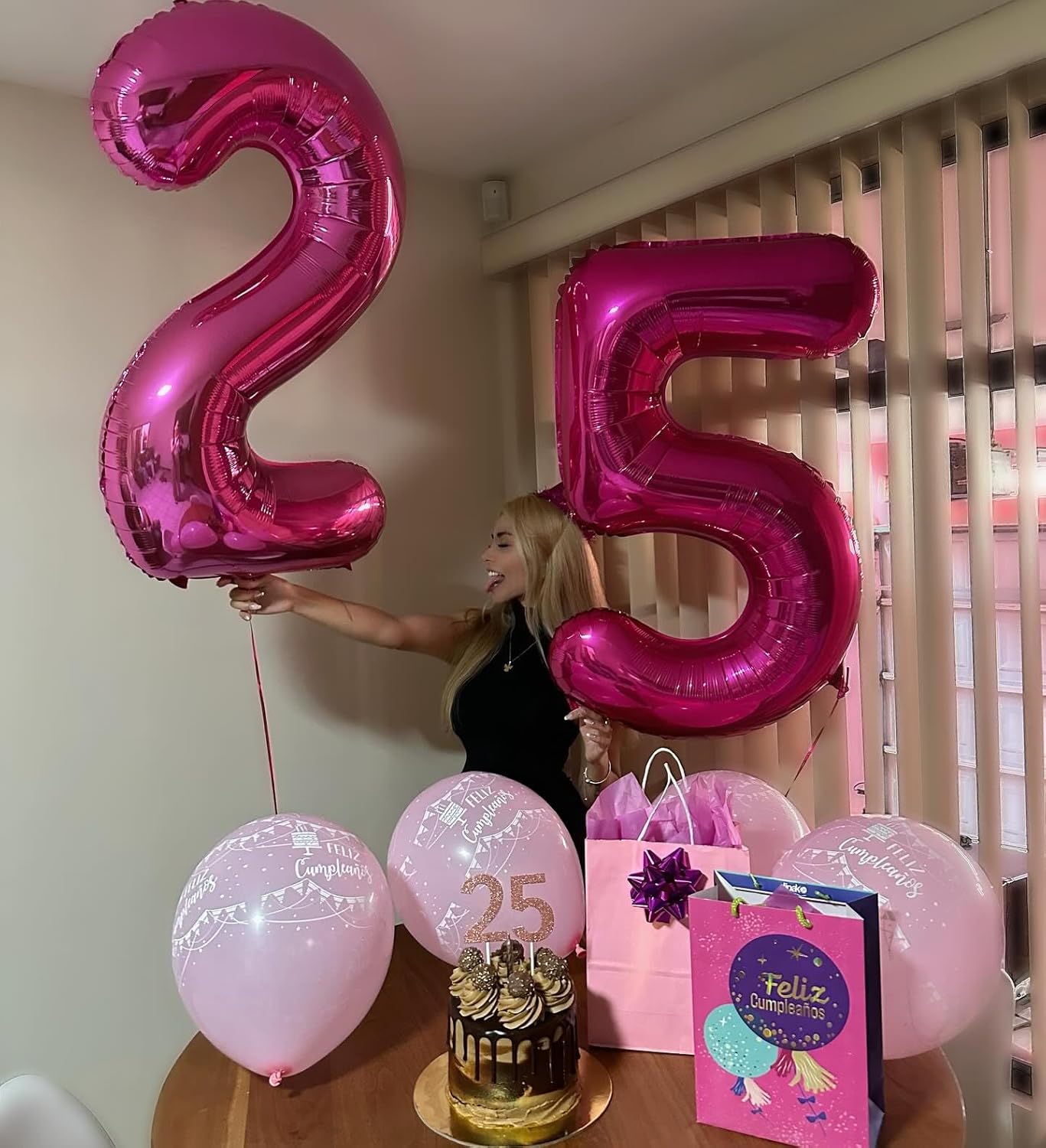 Hot Pink 7 Balloon, Number Balloons 40 Inch, 7th Birthday Decorations for Girls Kids, Party Decoration for Women, Number 7 Balloon