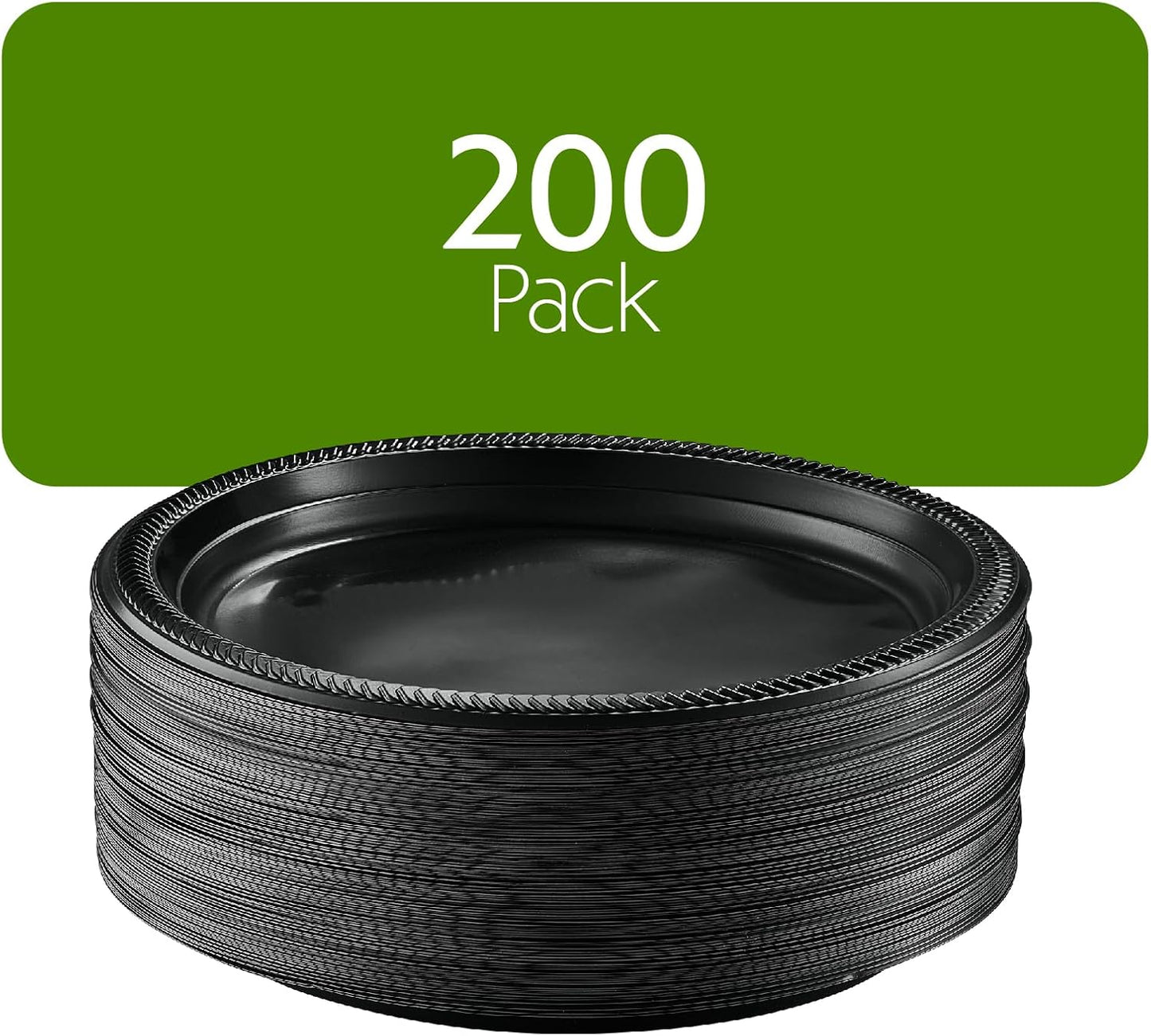 PLASTICPRO 100 PCS Black Plastic Plates Light Weight 10'' Inch Plastic Dinner Plates Black Plates Disposable for Party and Wedding